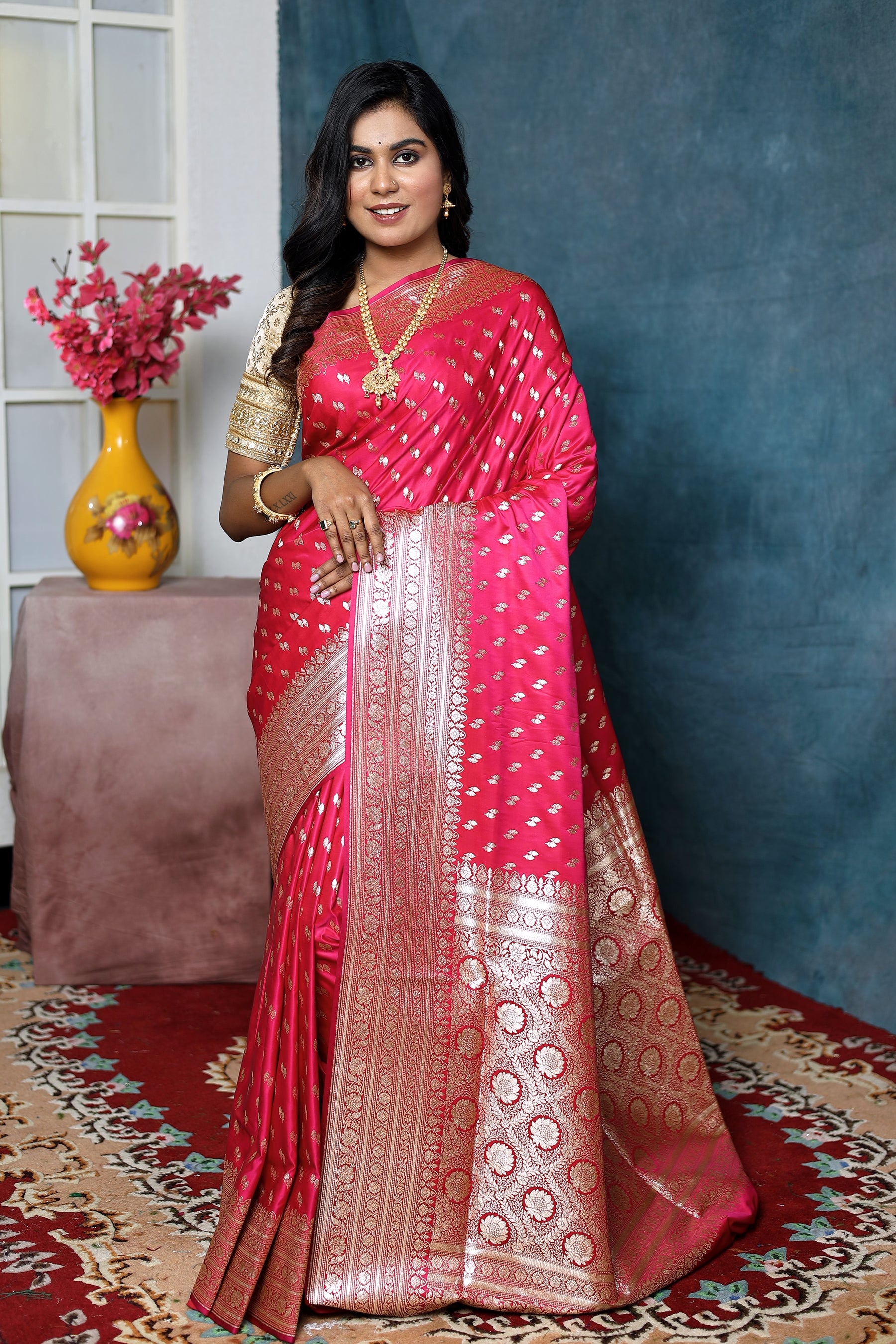 Pastel Red Banarasi Saree - Keya Seth Exclusive