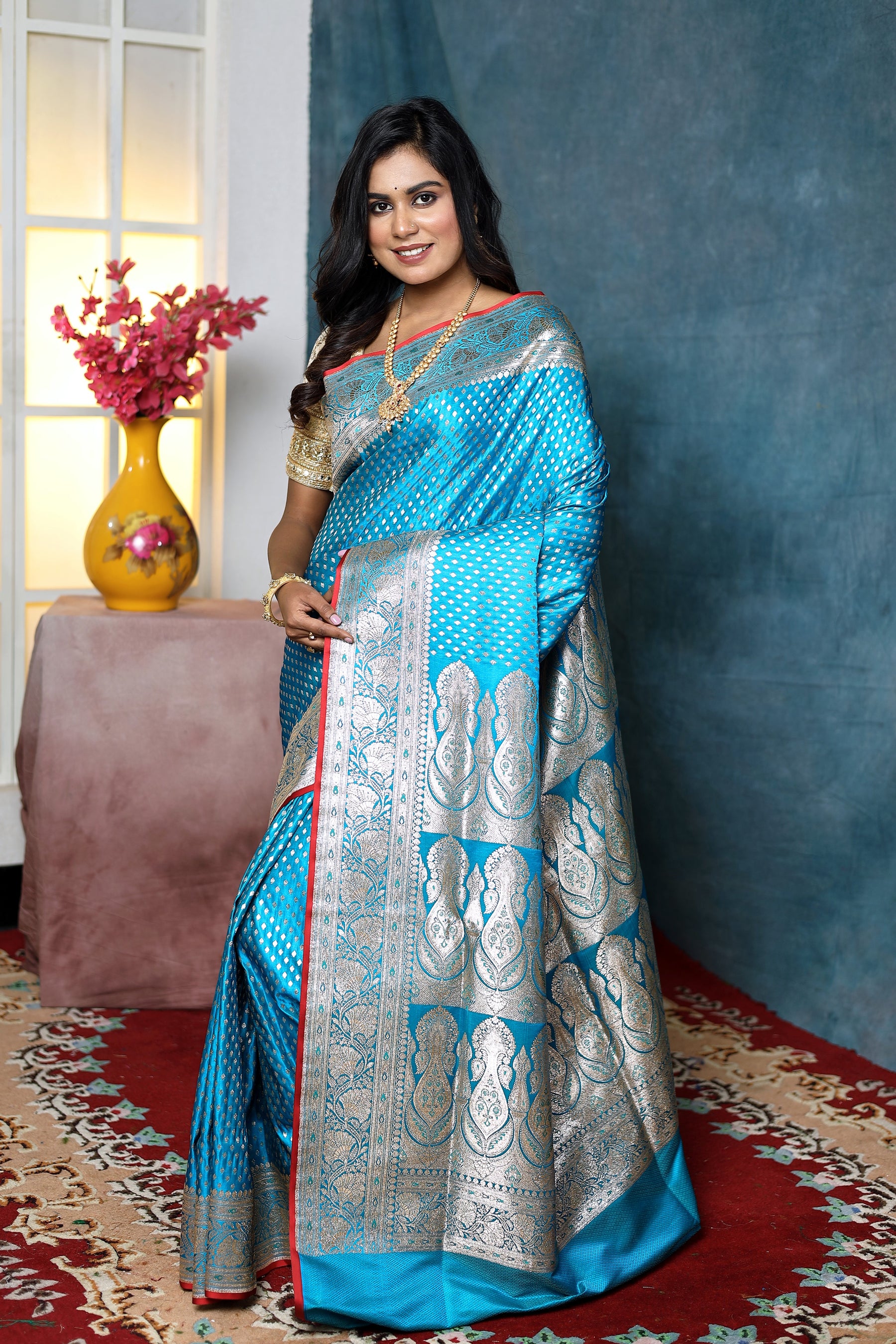 Light Blue Banarasi Saree - Keya Seth Exclusive