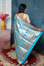 Load image into Gallery viewer, Light Blue Banarasi Saree - Keya Seth Exclusive