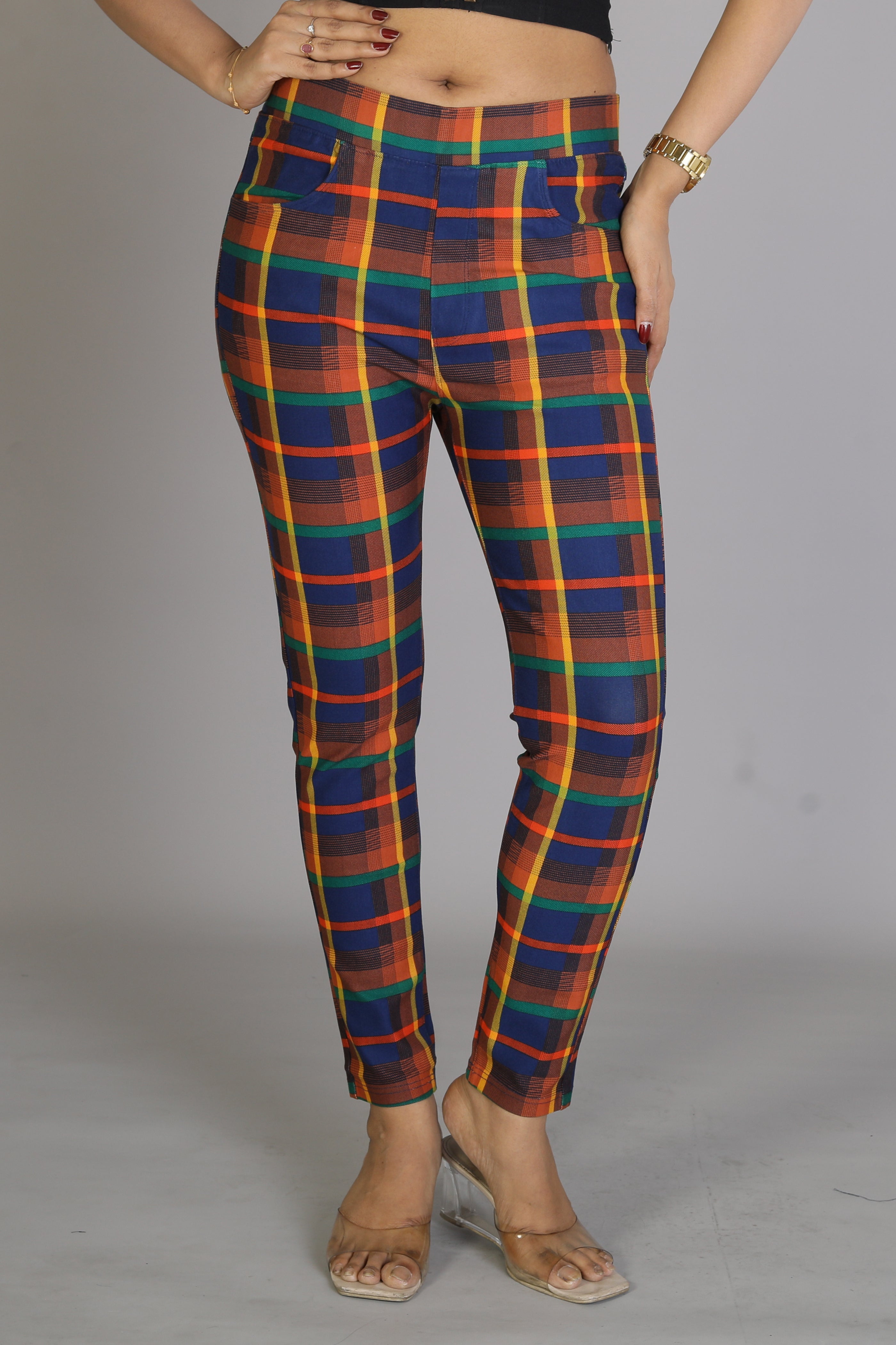 Women's Multicolored Checkered Jeggings - Keya Seth Exclusive
