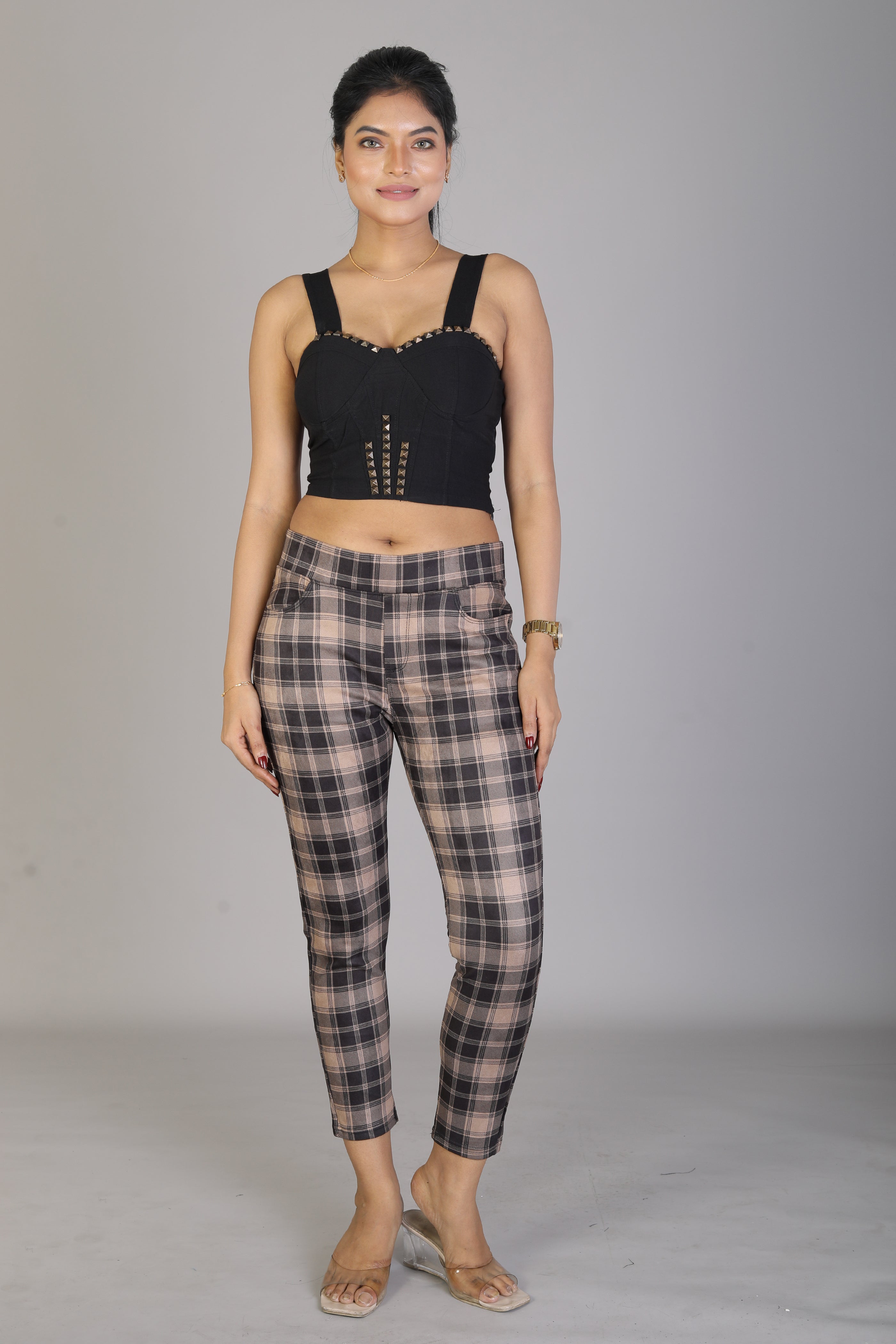 Women's Multicolored Checkered Jeggings - Keya Seth Exclusive