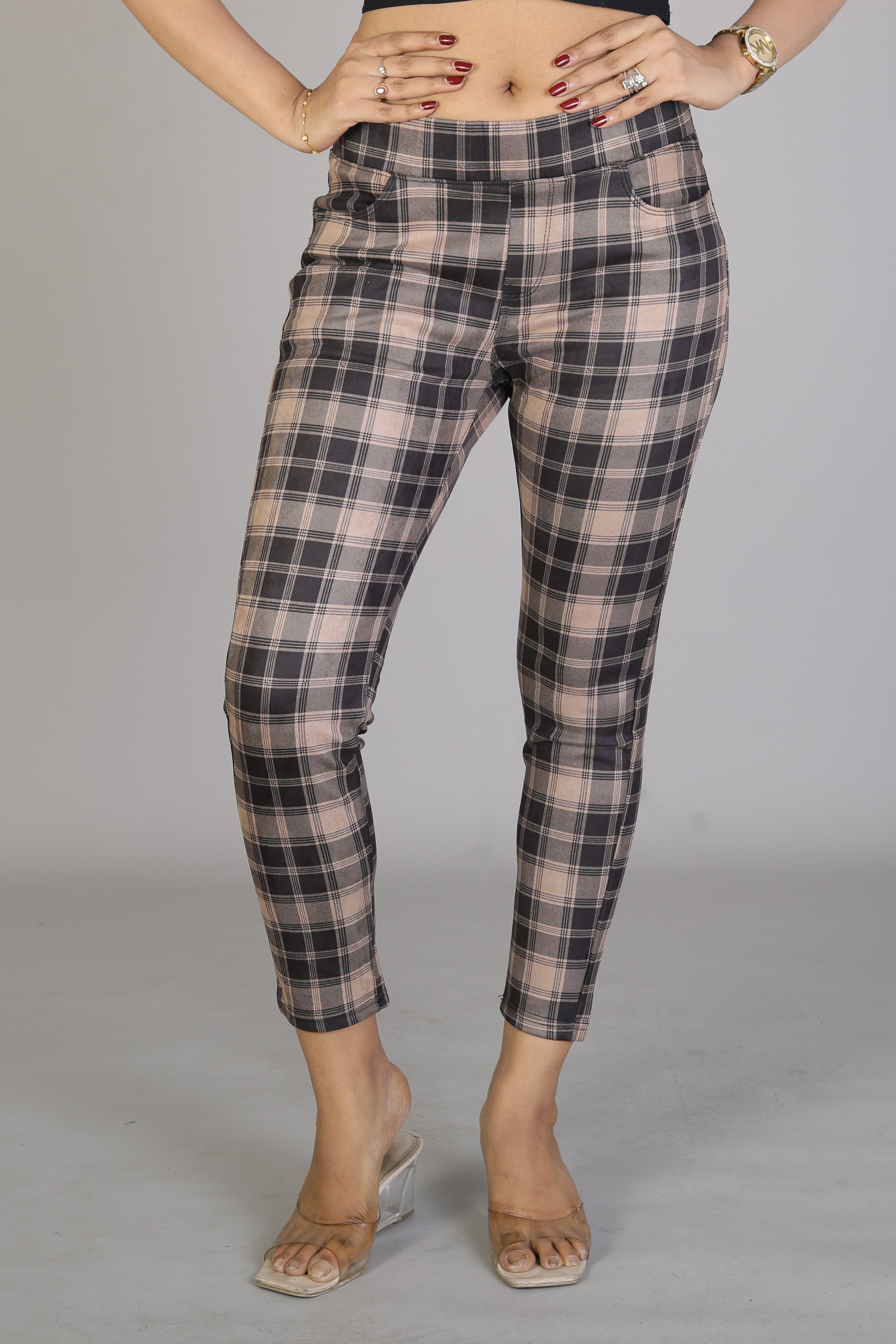 Women's Multicolored Checkered Jeggings - Keya Seth Exclusive