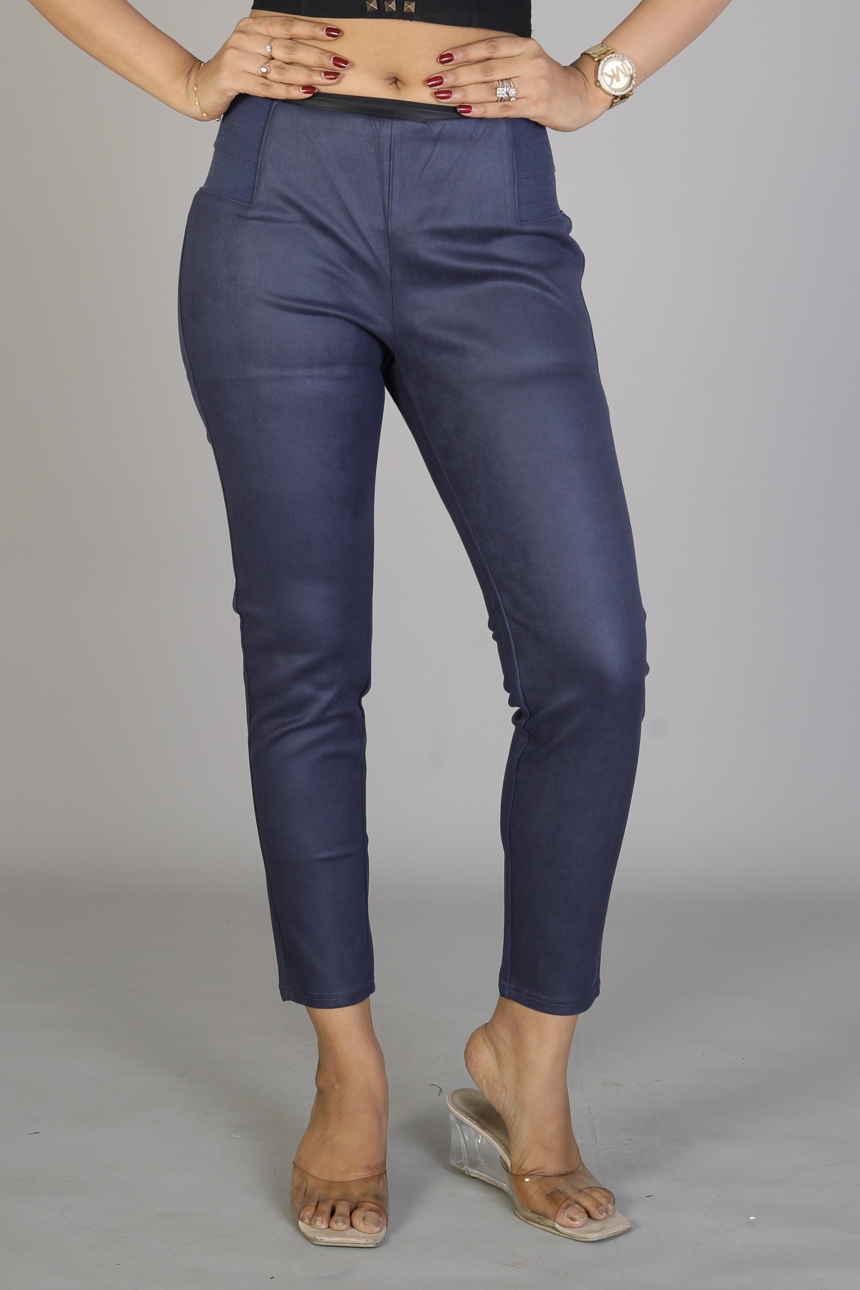 Women's Solid Blue Jeggings - Keya Seth Exclusive