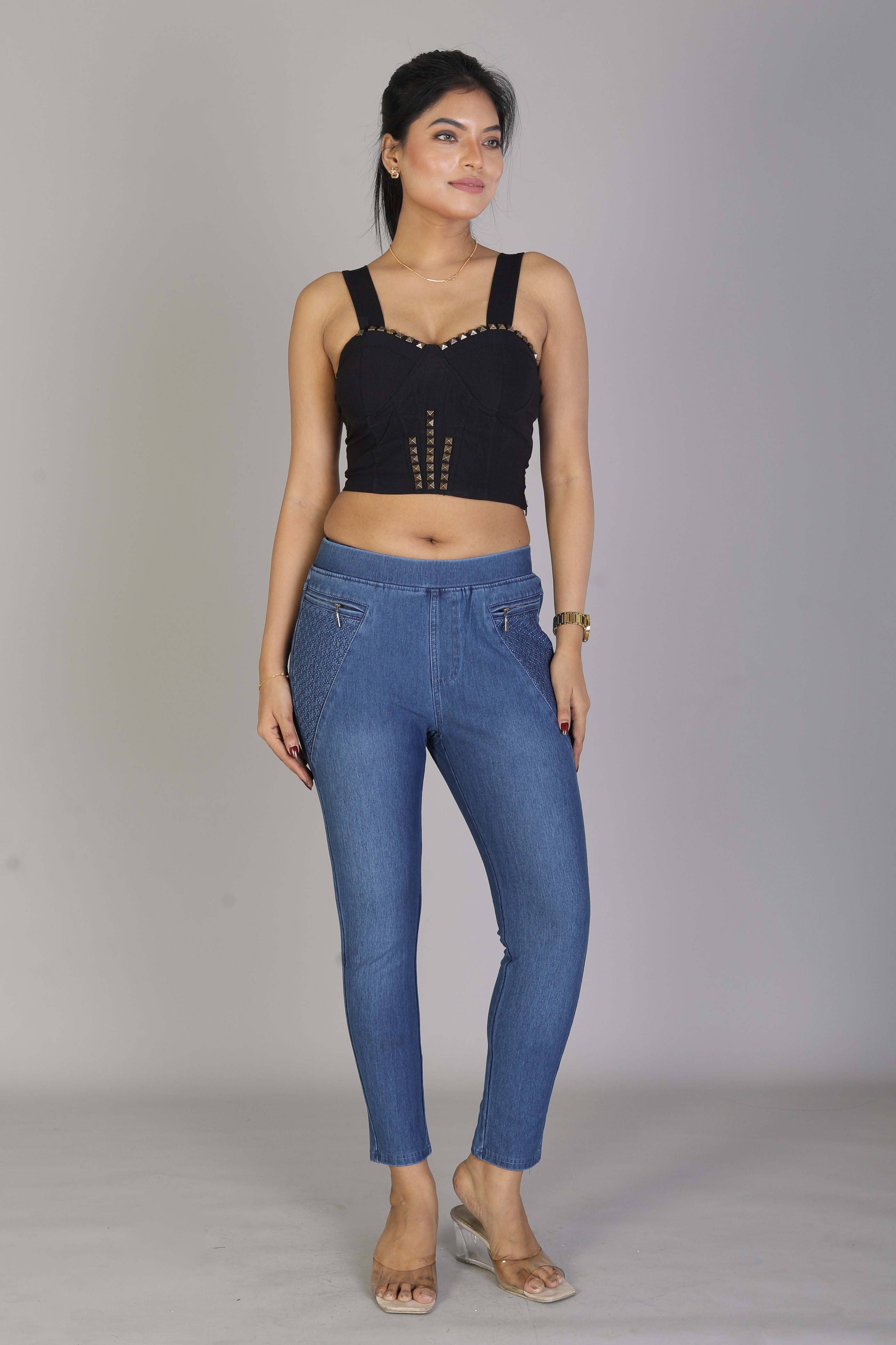 Women's Designer Blue Jeggings - Keya Seth Exclusive