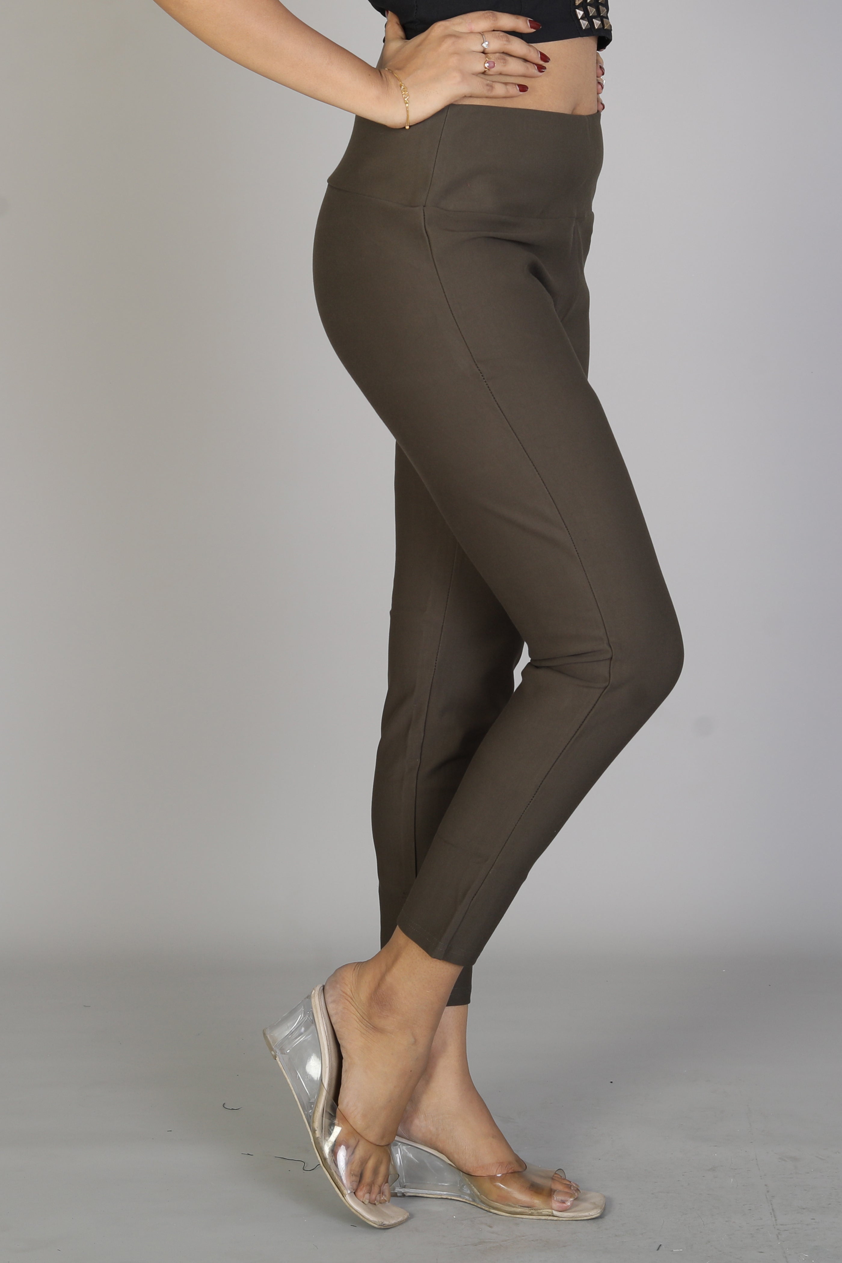 Women's Solid Olive Jeggings - Keya Seth Exclusive