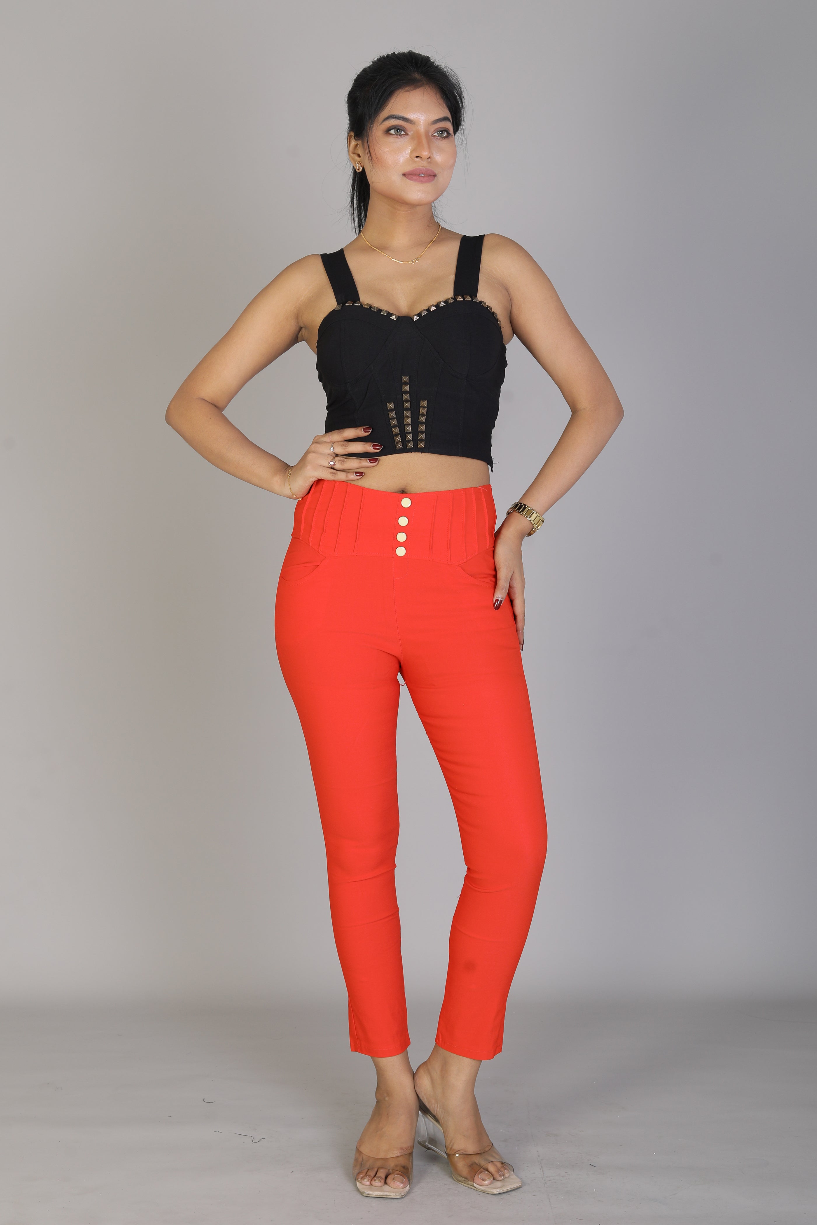 Women's Solid Red Jeggings - Keya Seth Exclusive
