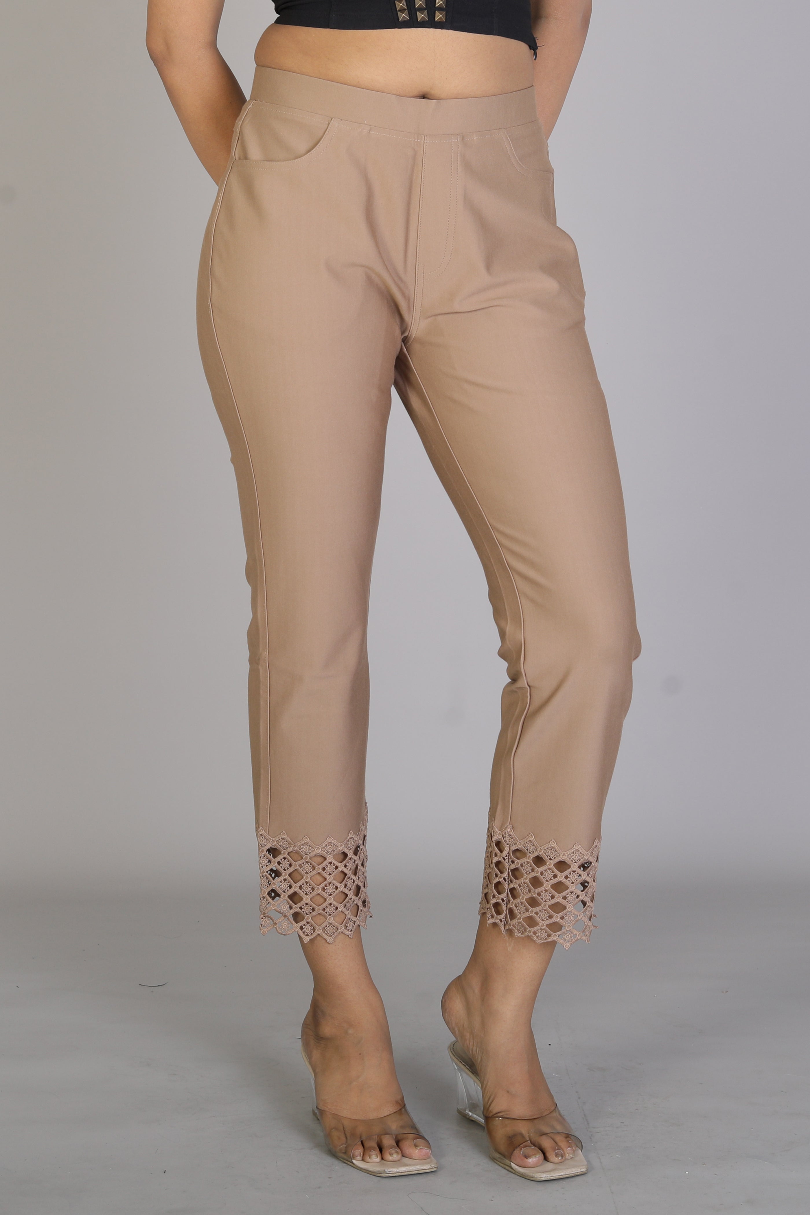 Women's Solid Brown Jeggings - Keya Seth Exclusive