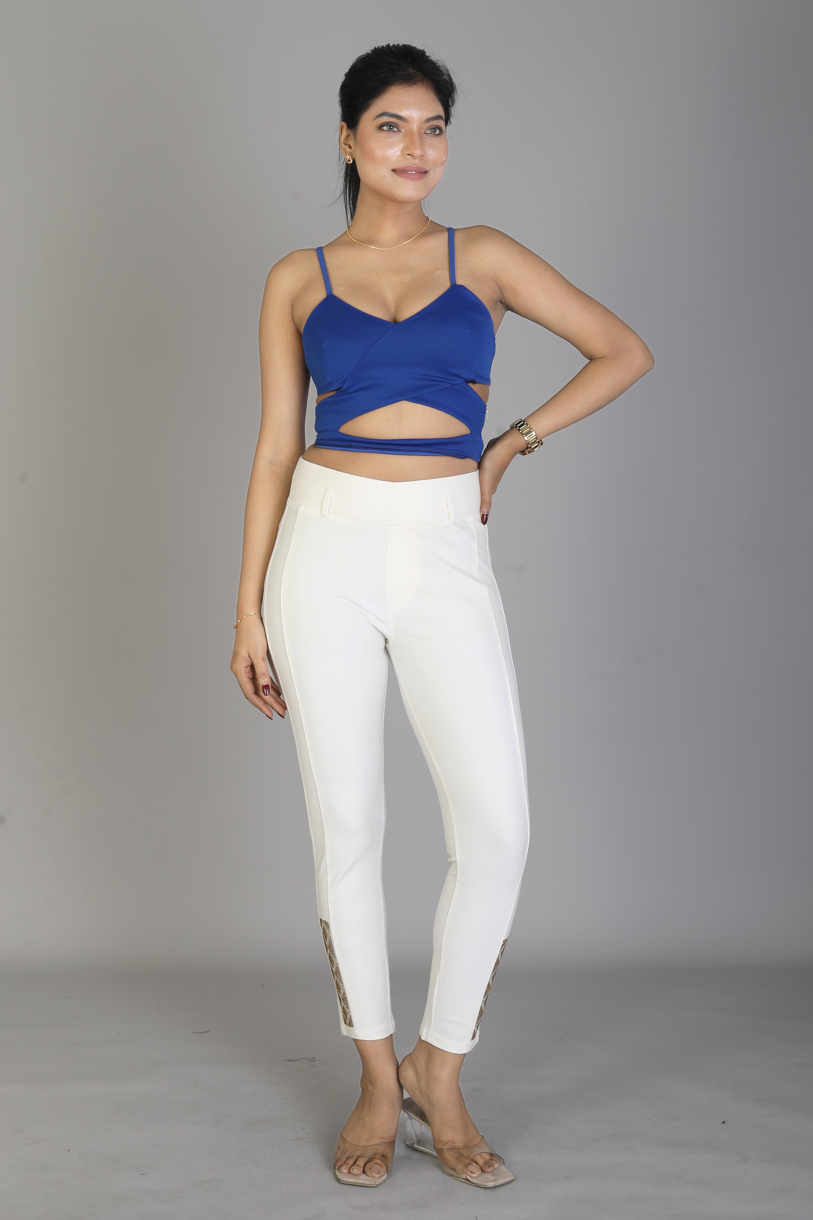 Women's Solid White Jeggings - Keya Seth Exclusive
