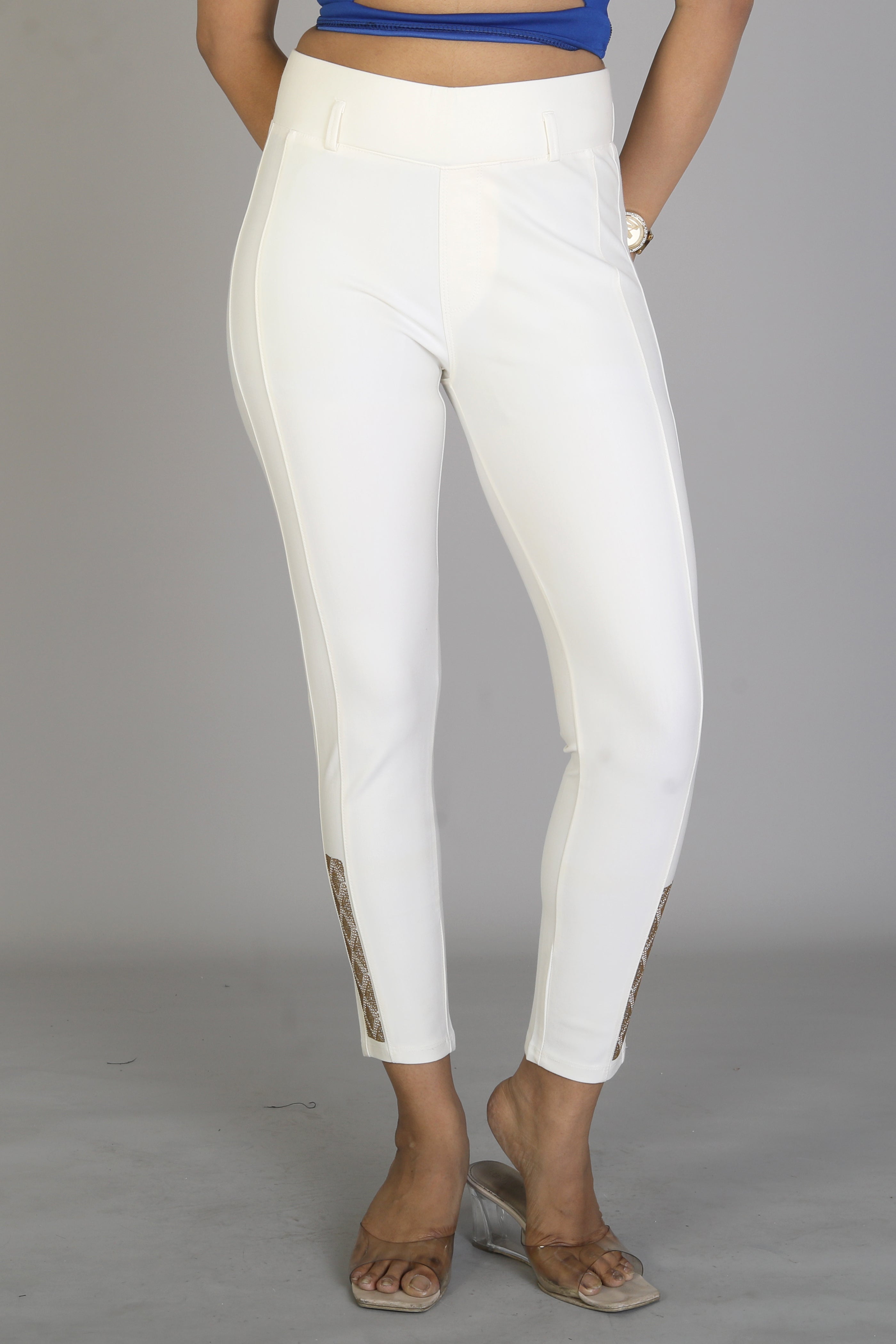 Women's Solid White Jeggings - Keya Seth Exclusive