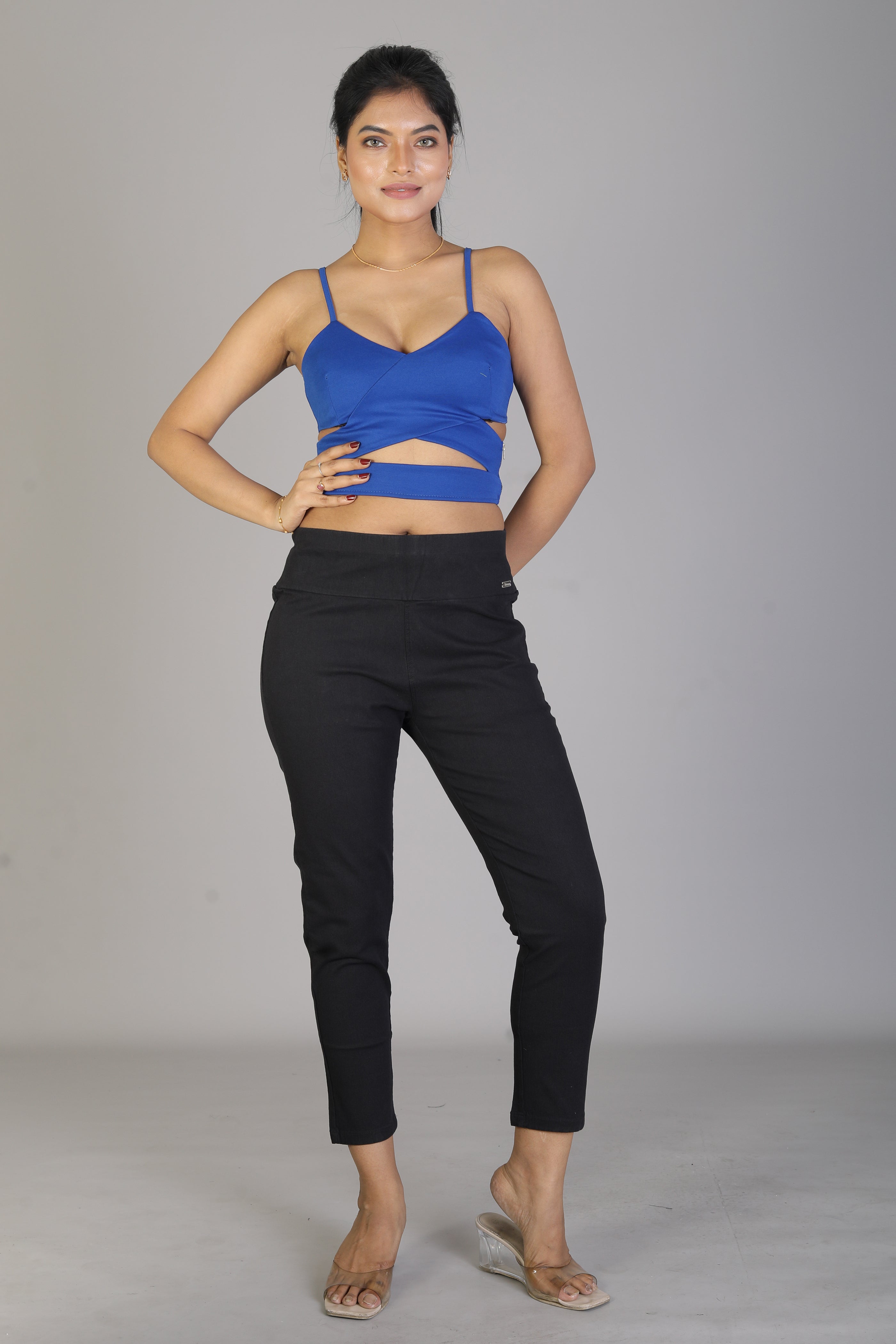 Women's Solid Black Jeggings - Keya Seth Exclusive