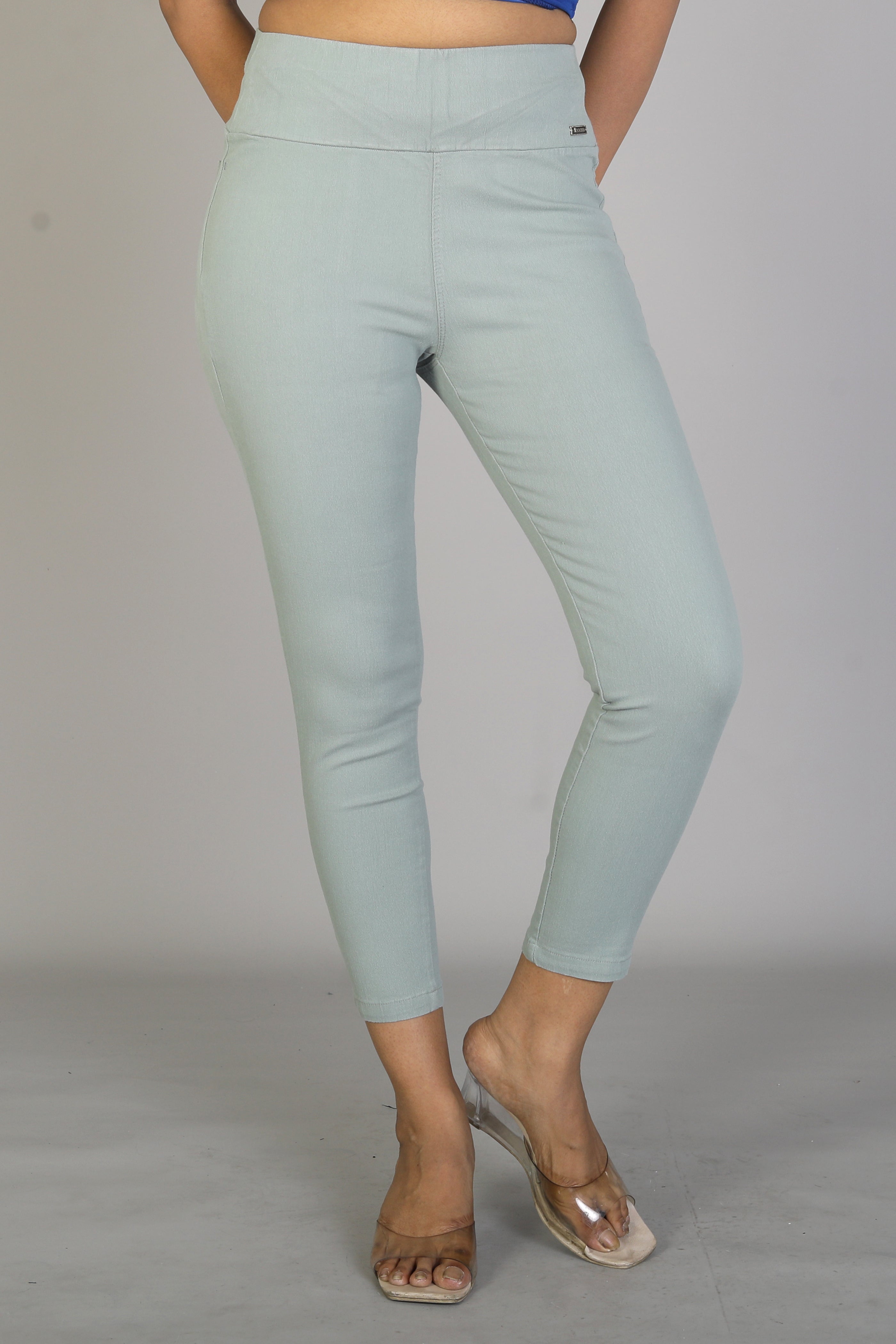 Women's Solid Light Green Jeggings - Keya Seth Exclusive