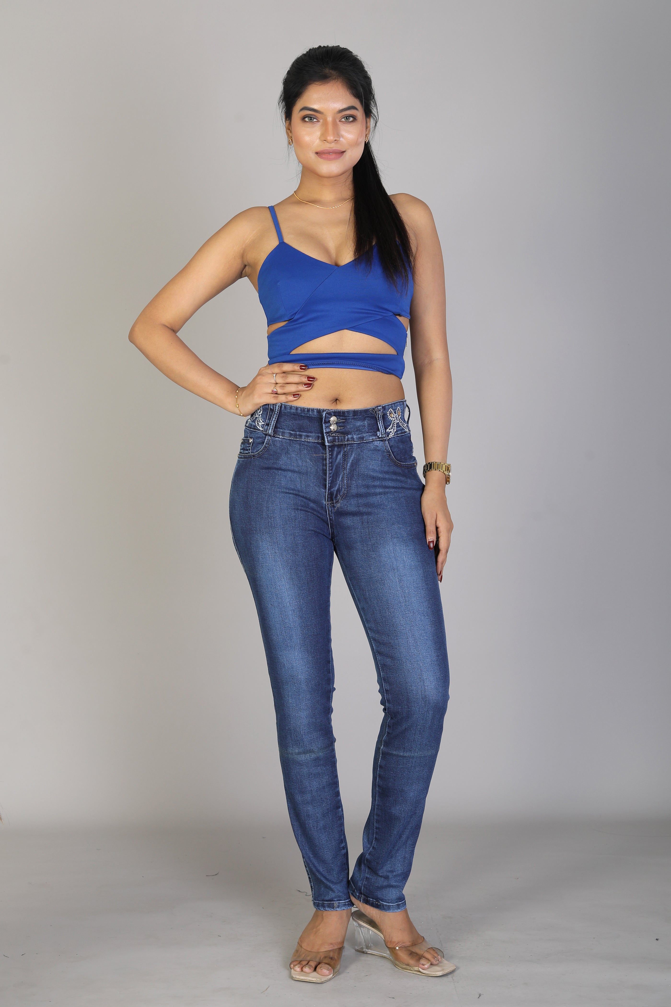 Women's Shaded Blue Denim Jeans - Keya Seth Exclusive