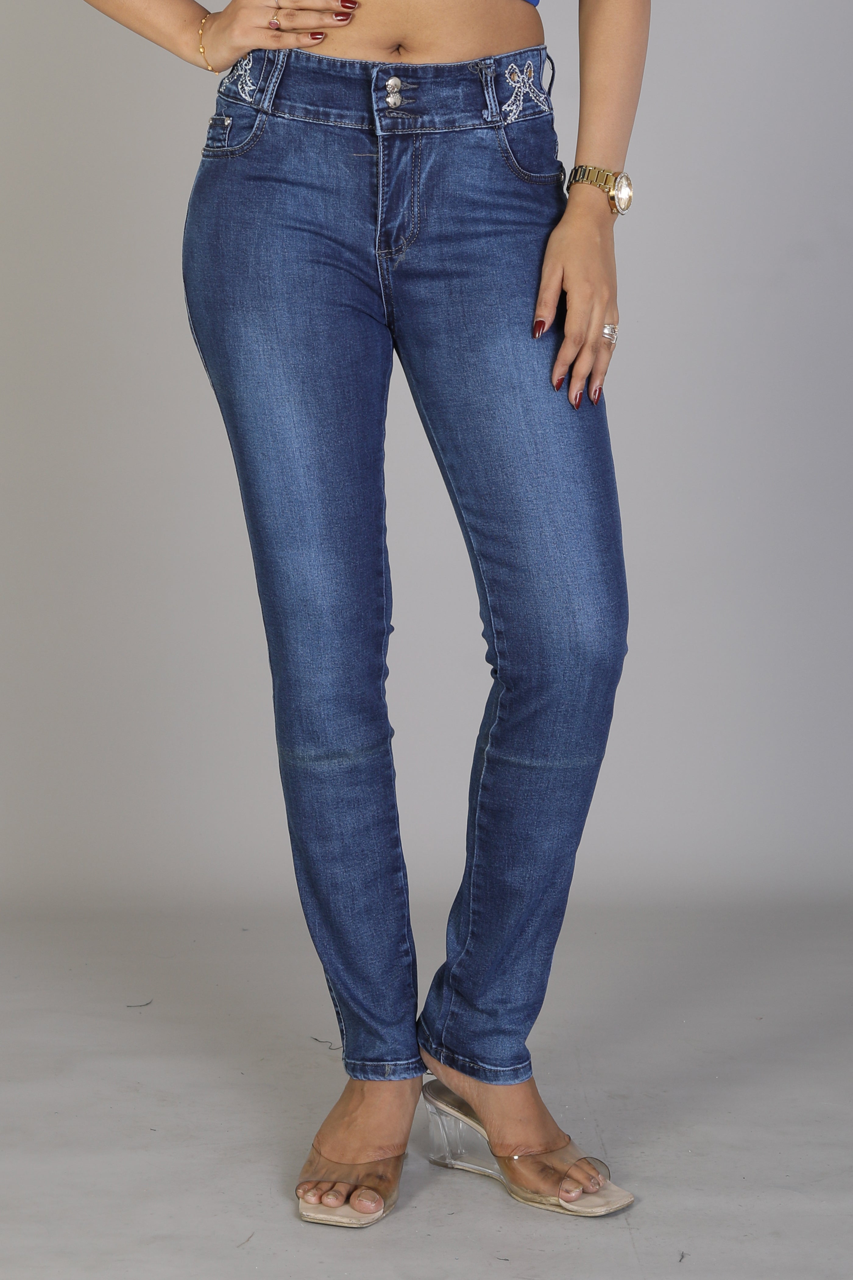 Women's Shaded Blue Denim Jeans - Keya Seth Exclusive