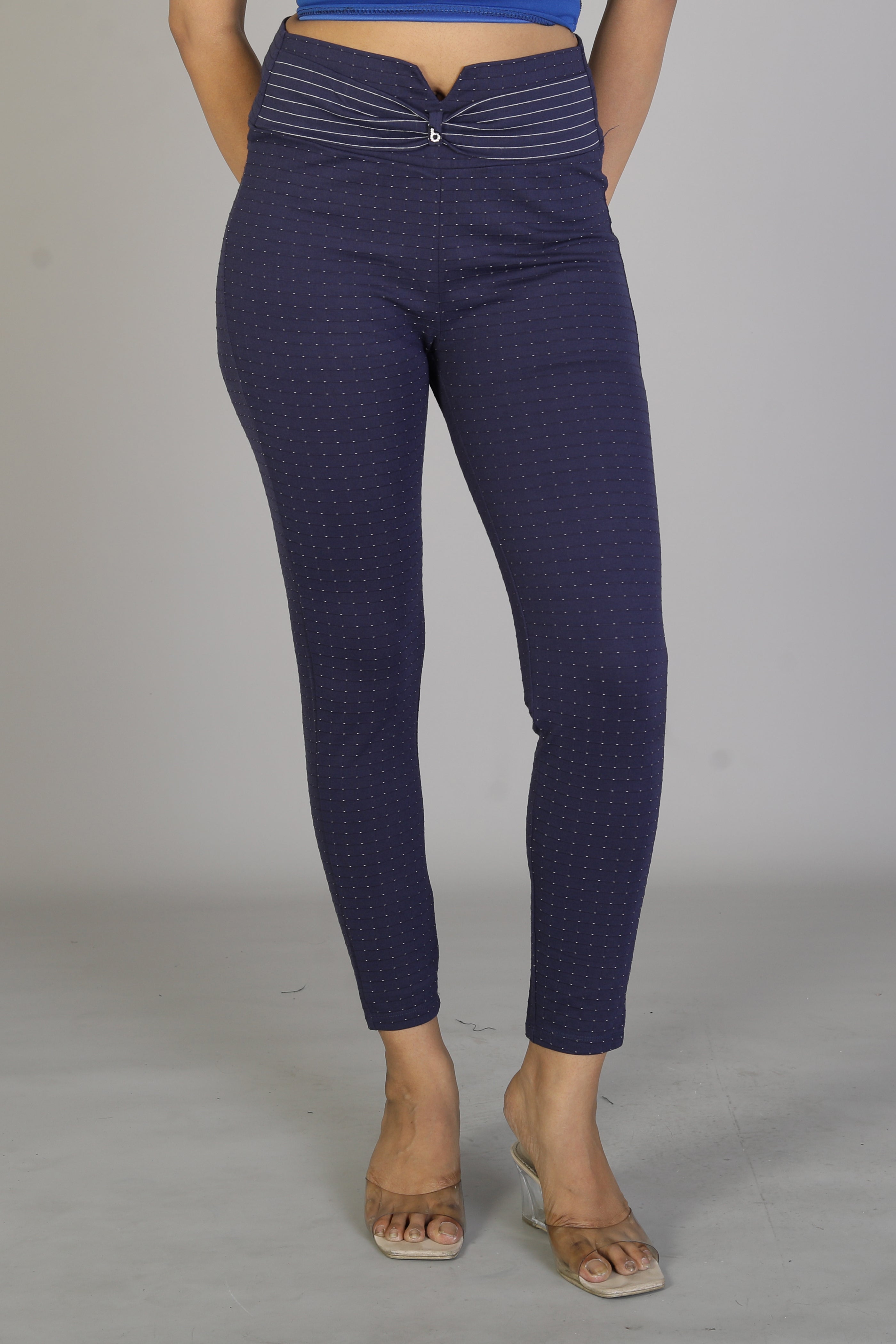 Women's Navy Blue Patterned Jeggings - Keya Seth Exclusive