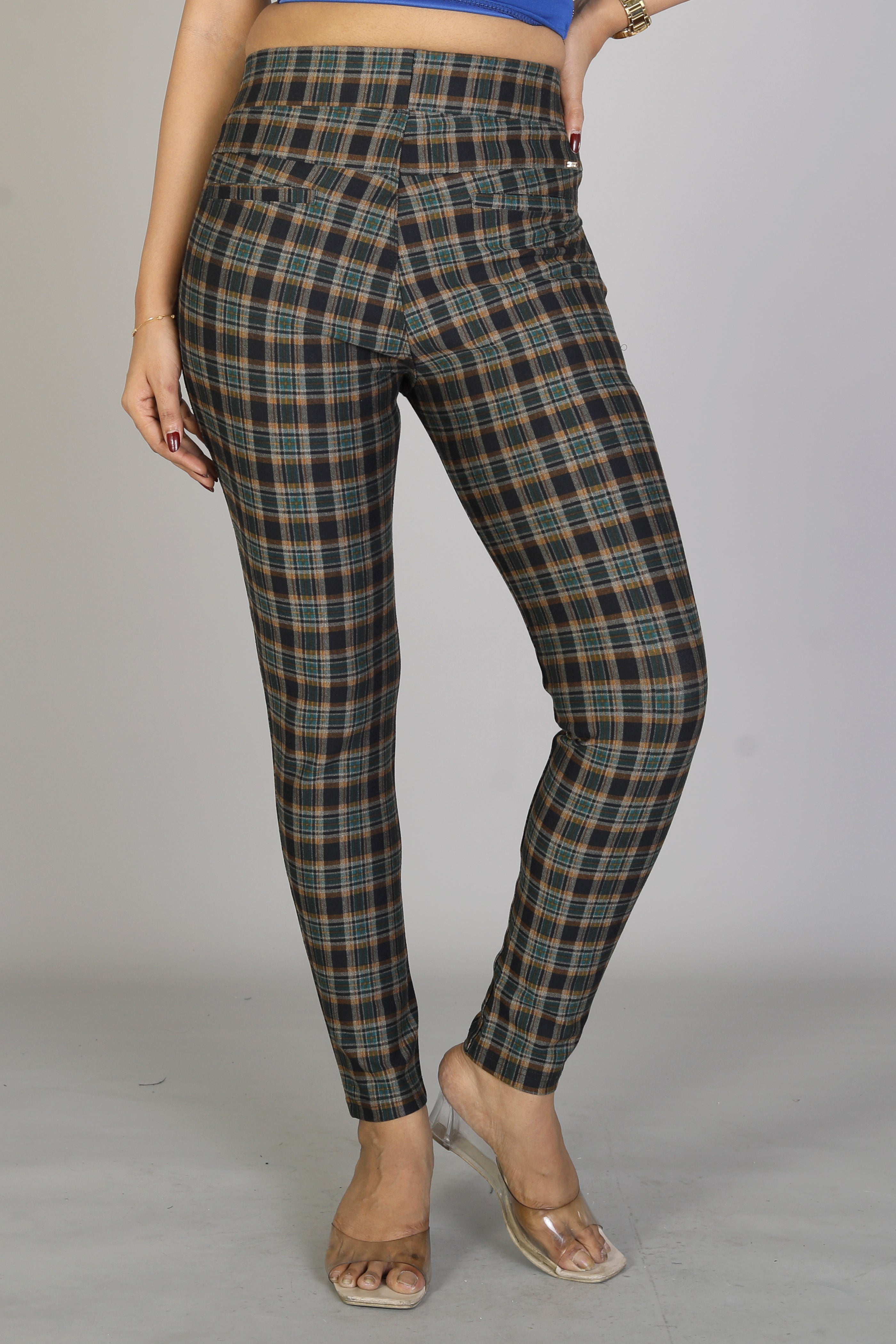 Women's Multicolored Checkered Jeggings - Keya Seth Exclusive