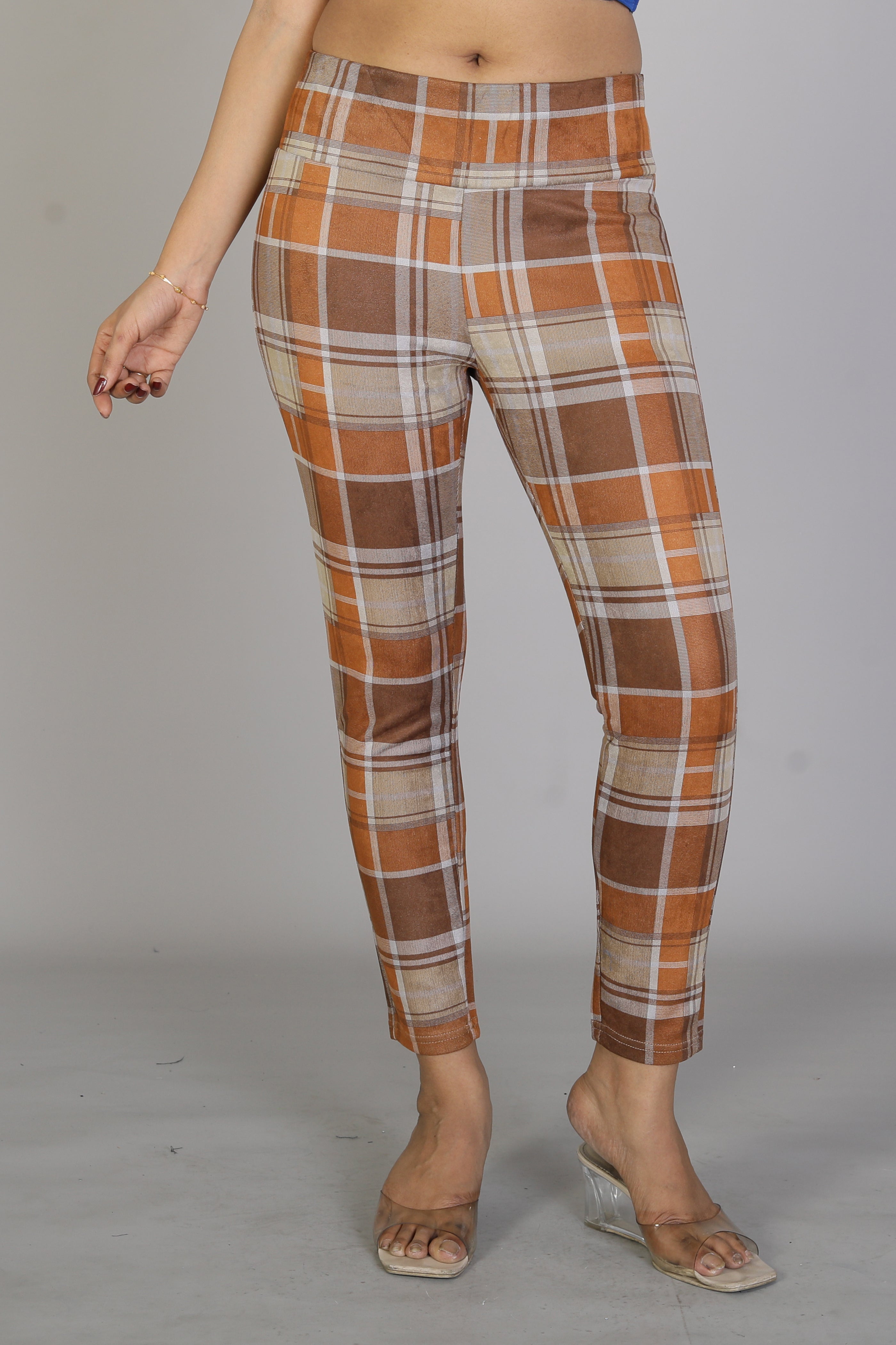 Women's Checkered Mustard Jeggings - Keya Seth Exclusive