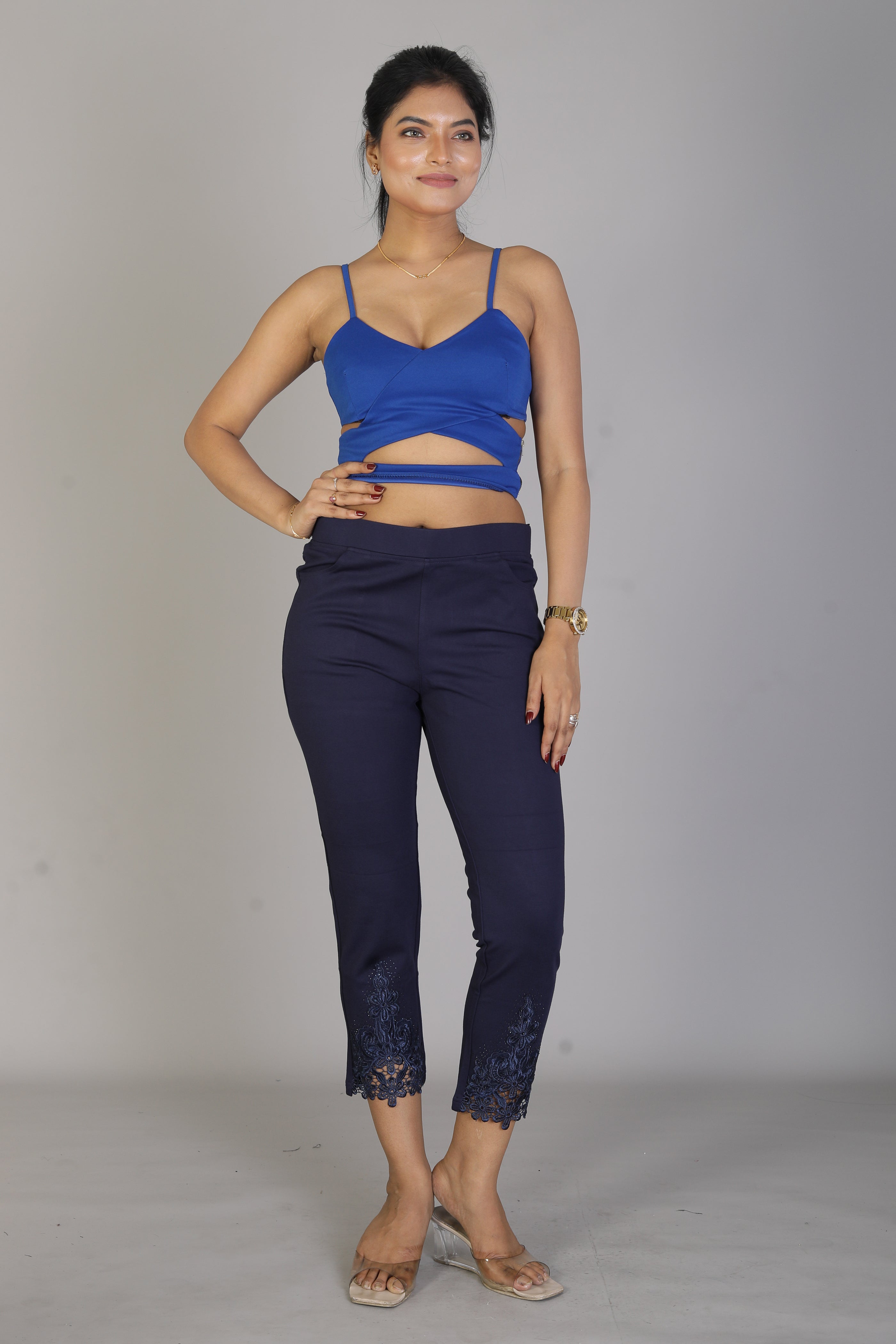 Women's Designer Navy Blue Jeggings - Keya Seth Exclusive
