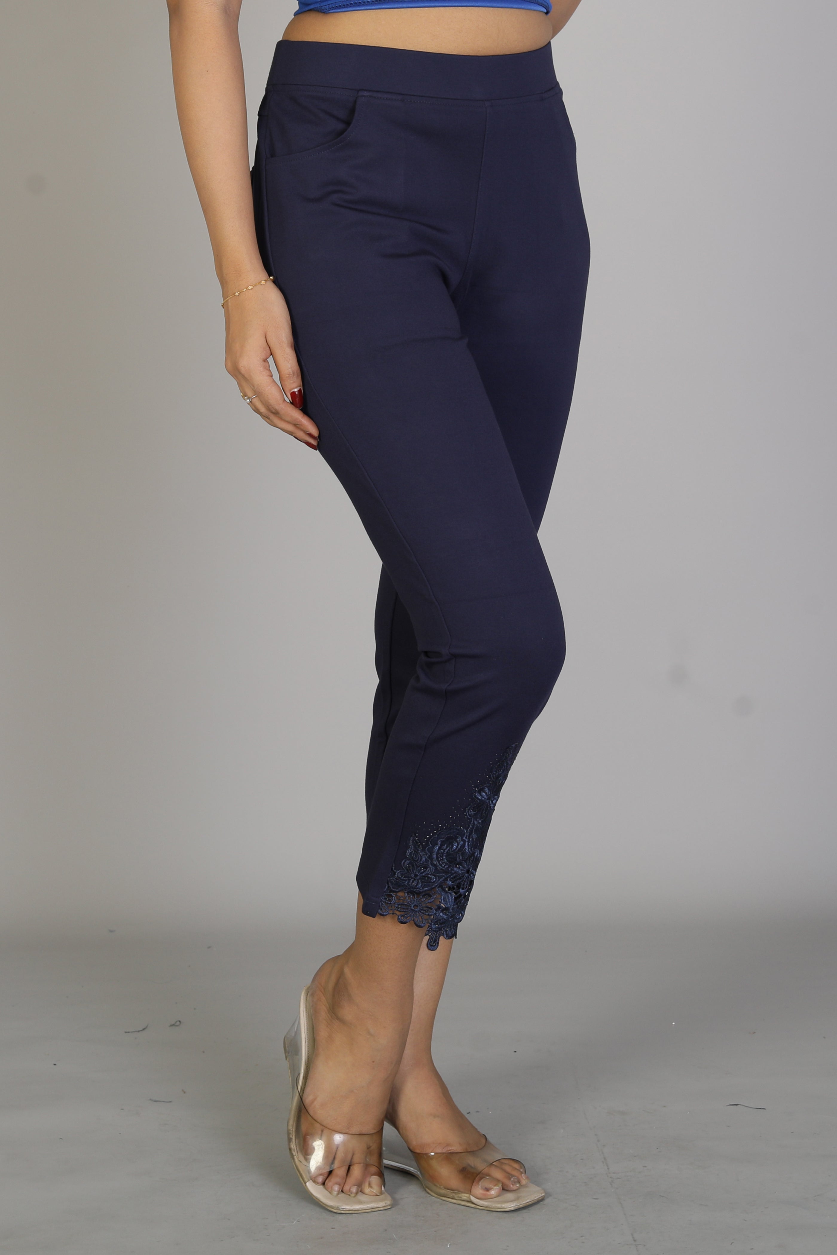 Women's Designer Navy Blue Jeggings - Keya Seth Exclusive