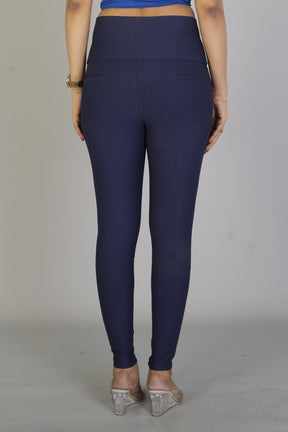 Women's Solid Navy Blue Jeggings - Keya Seth Exclusive