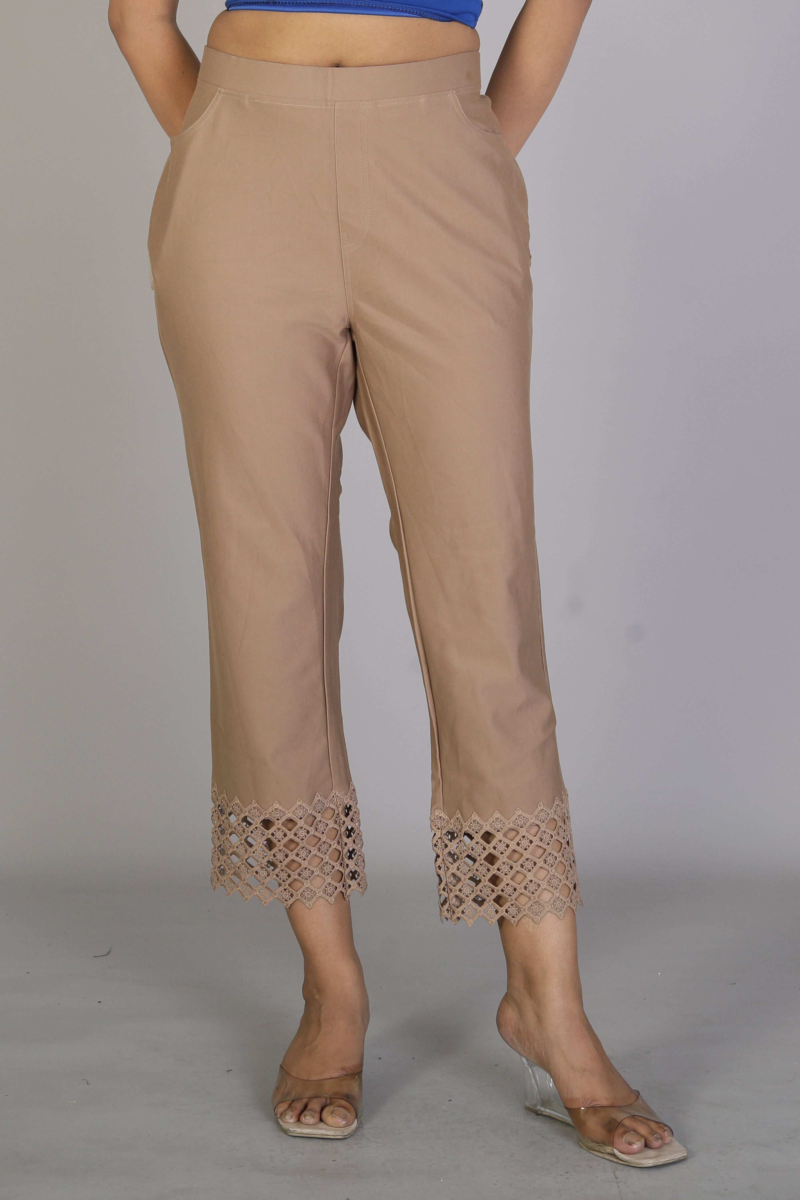 Women's Designer Beige Jeggings - Keya Seth Exclusive