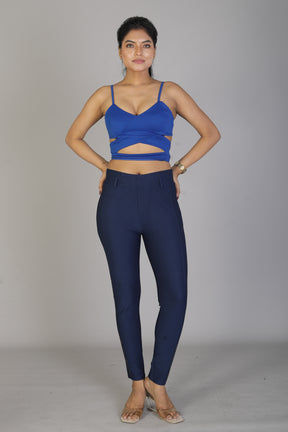 Women's Solid Navy Blue Jeggings - Keya Seth Exclusive