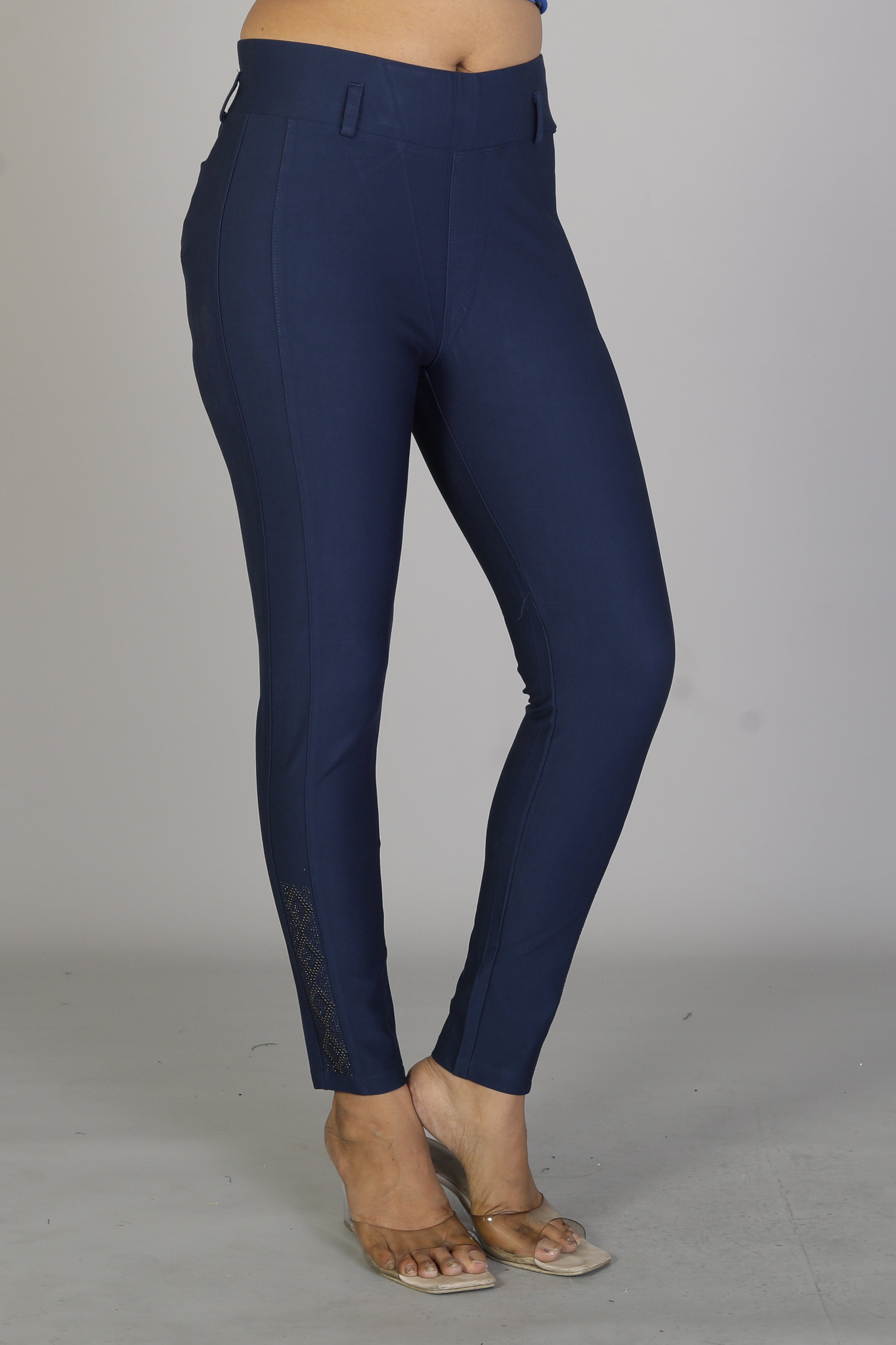 Women's Solid Navy Blue Jeggings - Keya Seth Exclusive