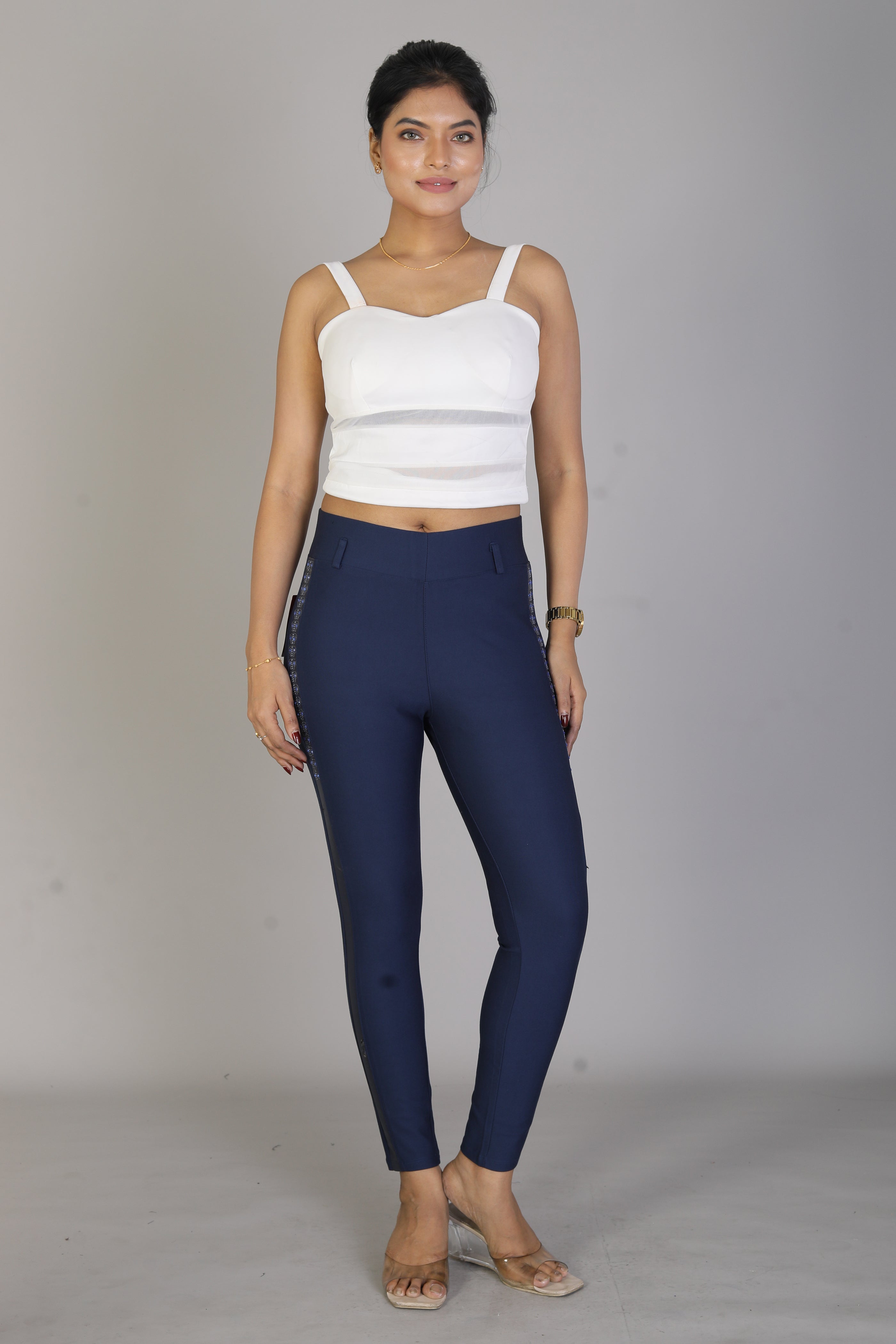 Women's Designer Navy Blue Jeggings - Keya Seth Exclusive