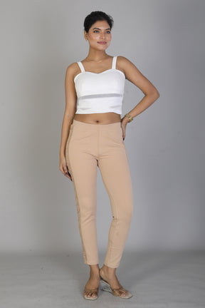 Women's Solid Beige Jeggings - Keya Seth Exclusive