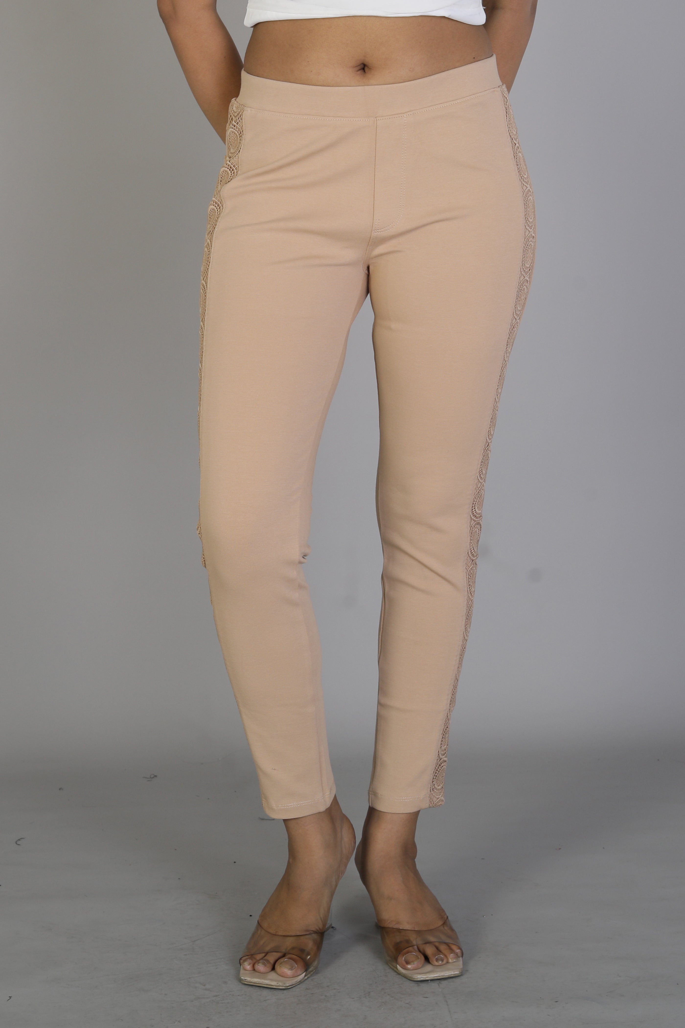 Women's Solid Beige Jeggings - Keya Seth Exclusive