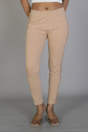 Women's Solid Beige Jeggings - Keya Seth Exclusive