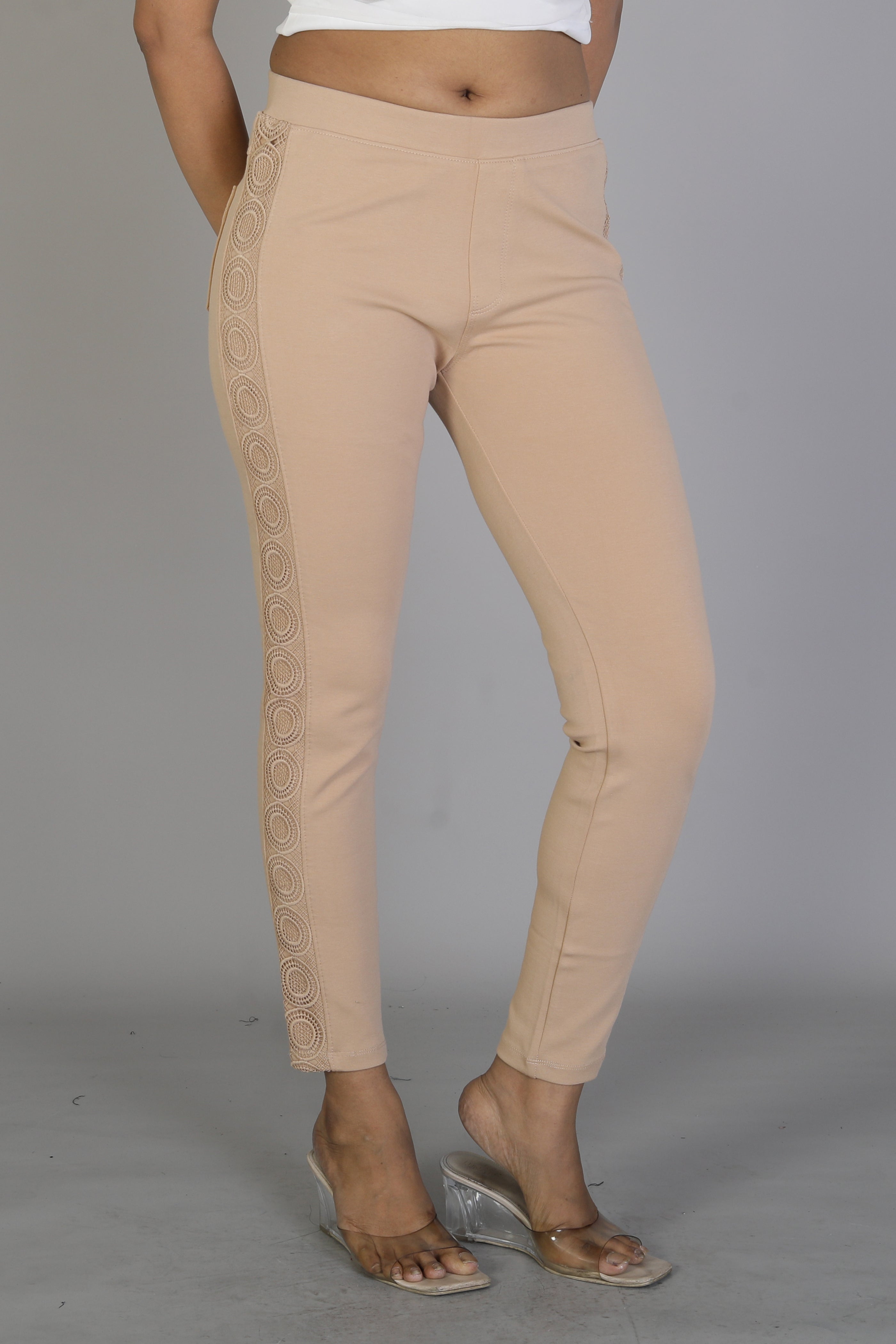 Women's Solid Beige Jeggings - Keya Seth Exclusive