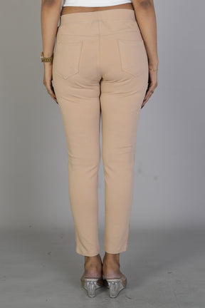 Women's Solid Beige Jeggings - Keya Seth Exclusive