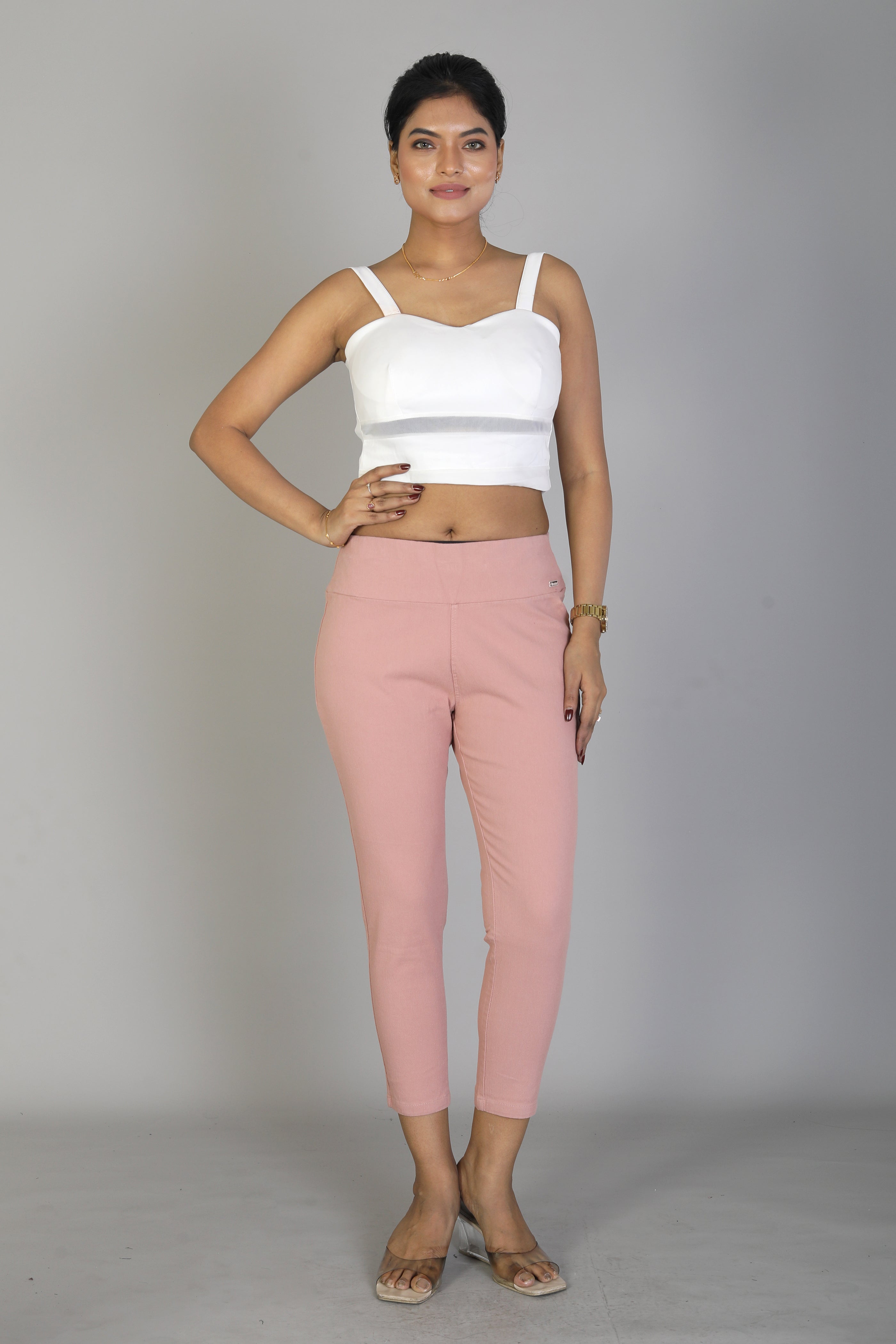 Women's Solid Peach Jeggings - Keya Seth Exclusive