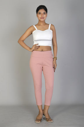 Women's Solid Peach Jeggings - Keya Seth Exclusive