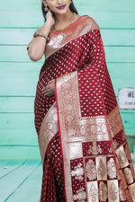 Load image into Gallery viewer, Shiny Maroon Dual Tone Banarasi Saree - Keya Seth Exclusive
