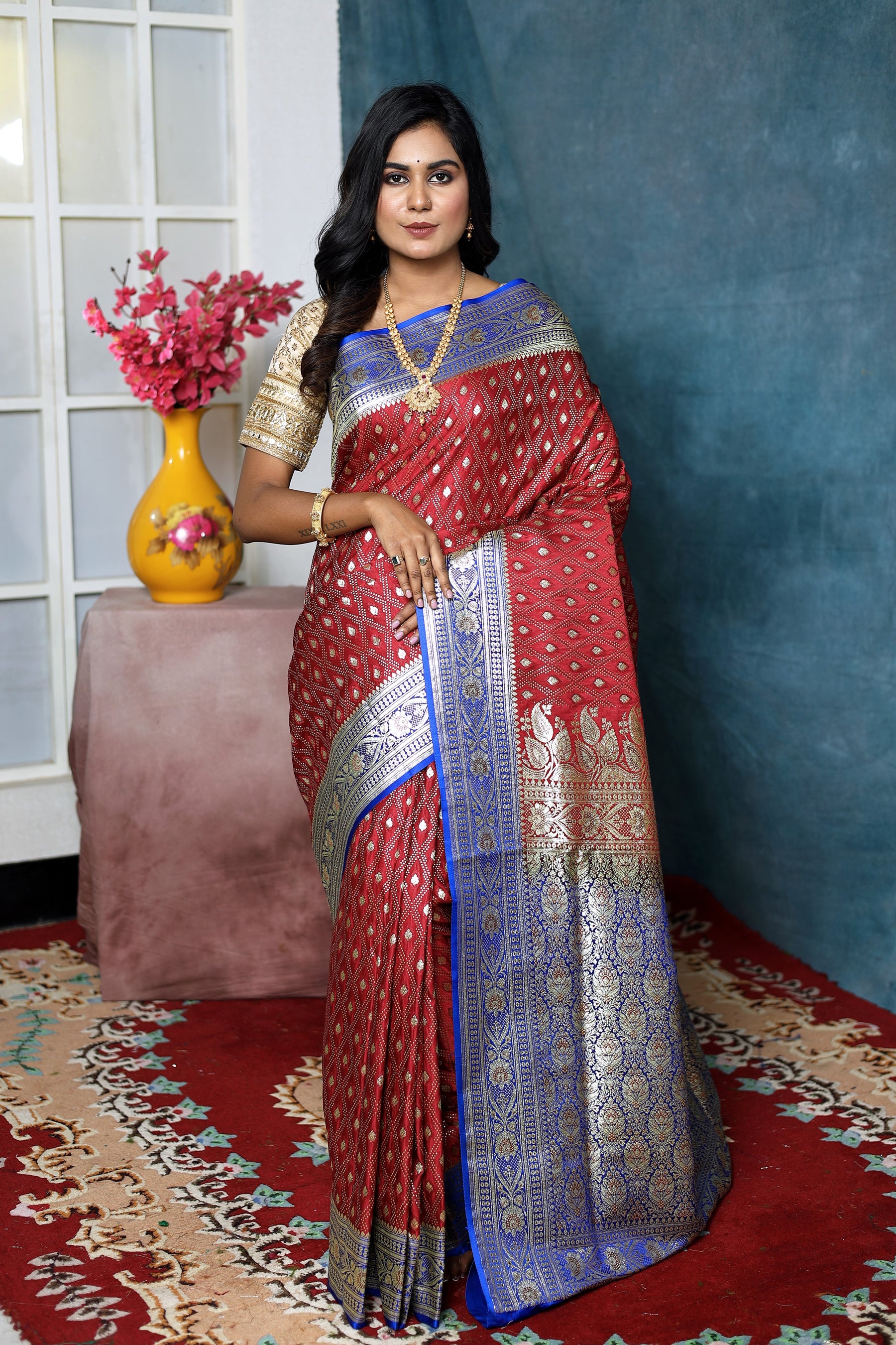 Ruby Red Banarasi Saree - Keya Seth Exclusive