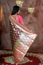 Load image into Gallery viewer, Maroon Brocade-work Banarasi Saree - Keya Seth Exclusive