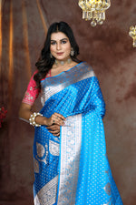 Load image into Gallery viewer, Light Sky Blue Banarasi Saree - Keya Seth Exclusive
