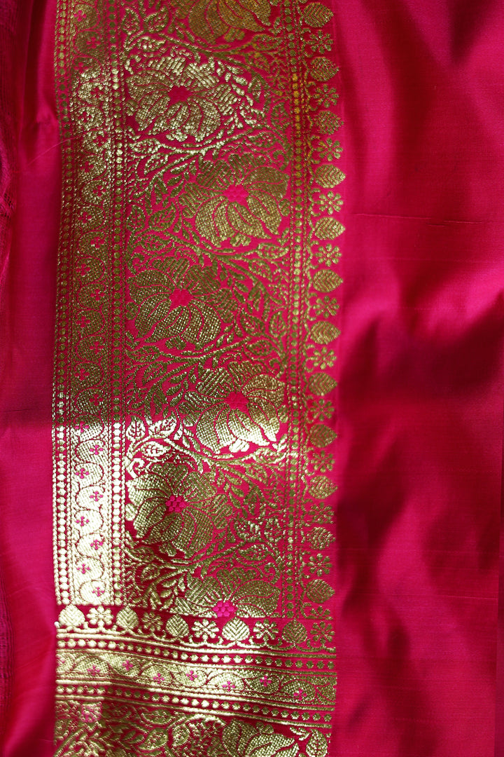 Green and Pink Patli Pallu Banarasi Saree - Keya Seth Exclusive