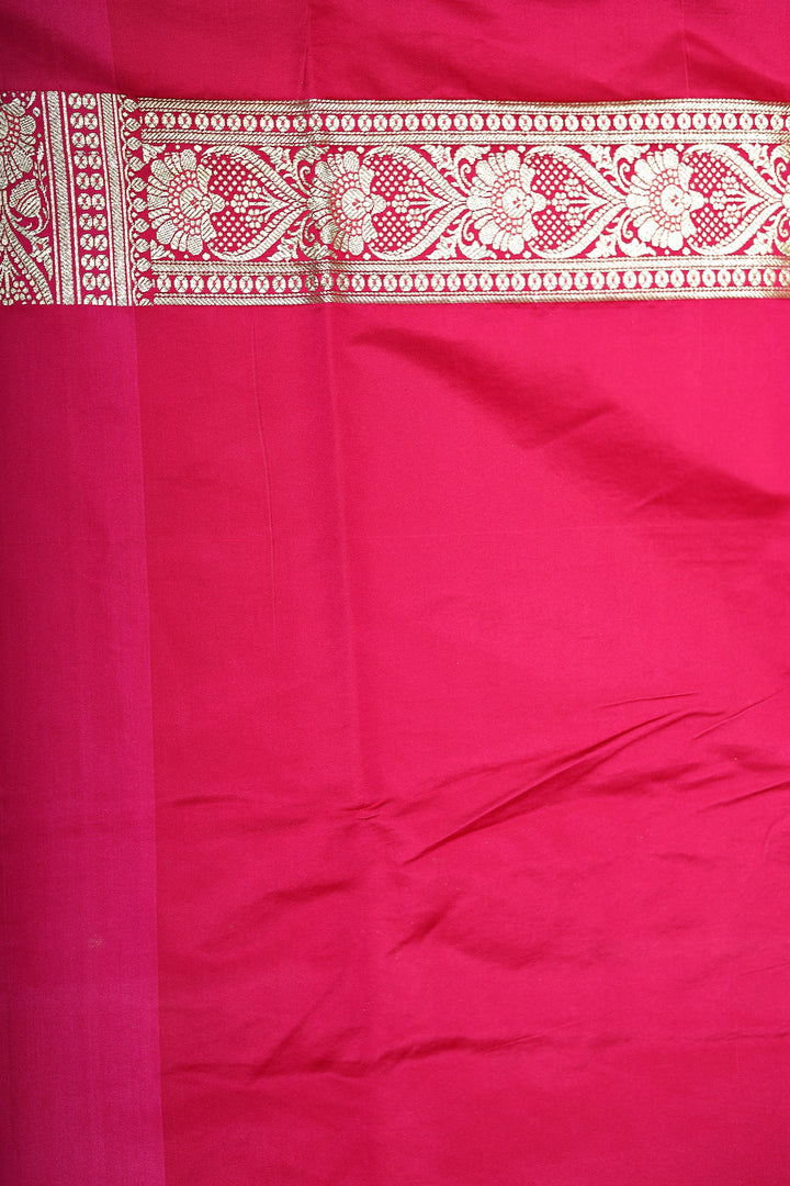 Green Jal work Banarasi Saree with Pink Border - Keya Seth Exclusive