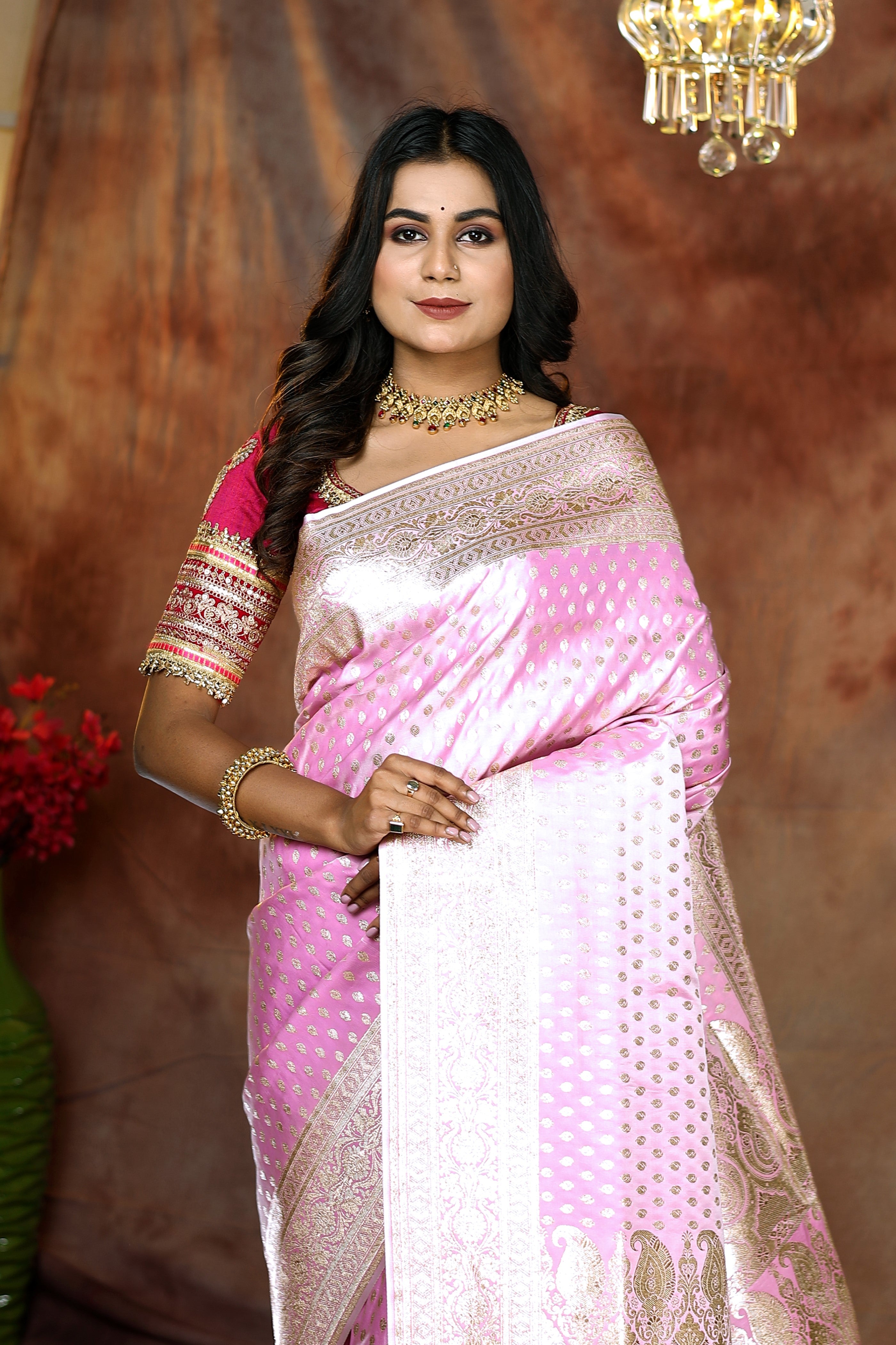 Soft Pink Banarasi Saree - Keya Seth Exclusive