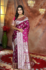 Load image into Gallery viewer, Magenta Minakari Banarasi Saree - Keya Seth Exclusive
