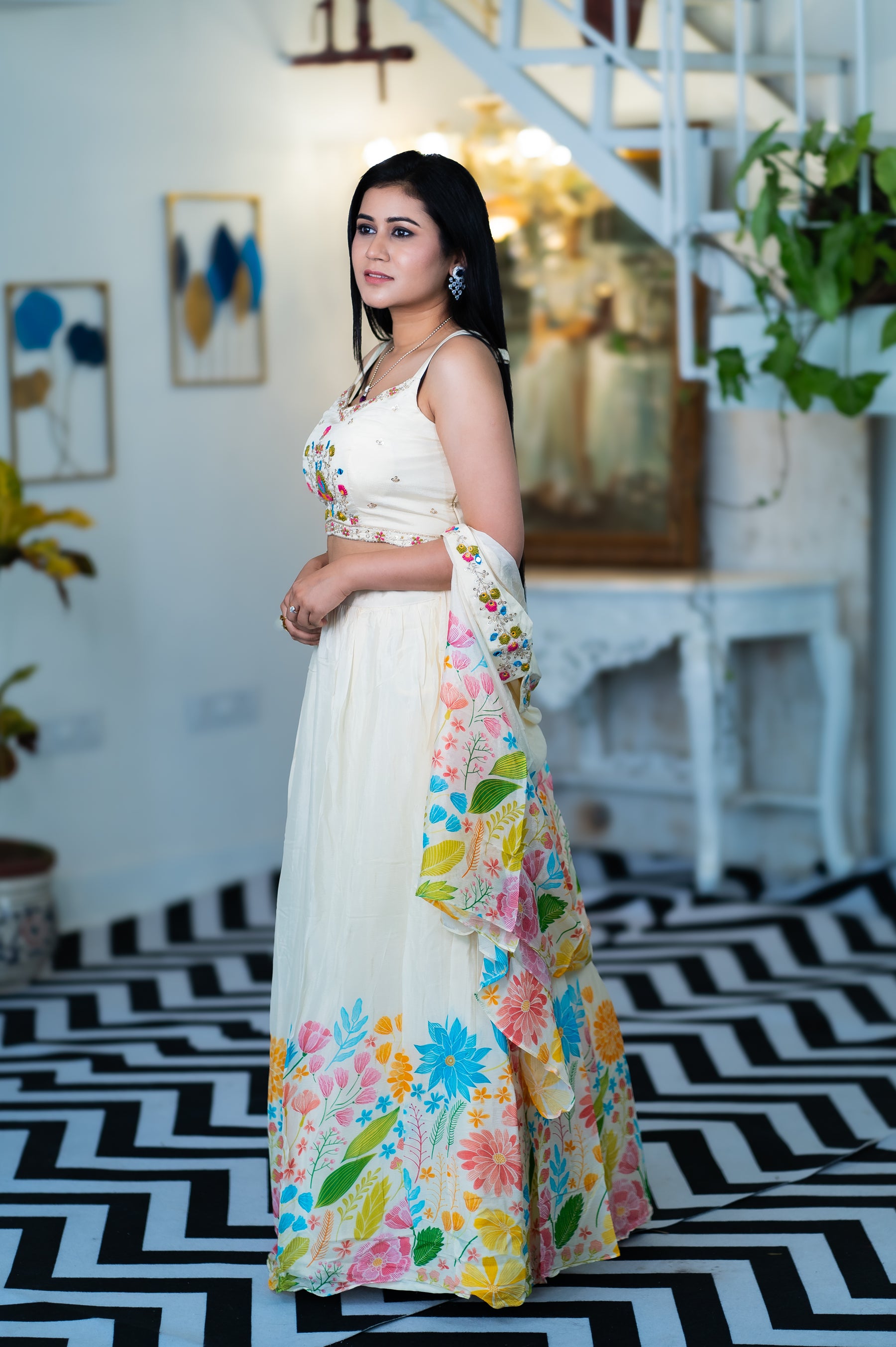 White Floral Three-Piece Dress - Keya Seth Exclusive