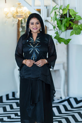 Black Top and Dhoti Pant Set - Keya Seth Exclusive