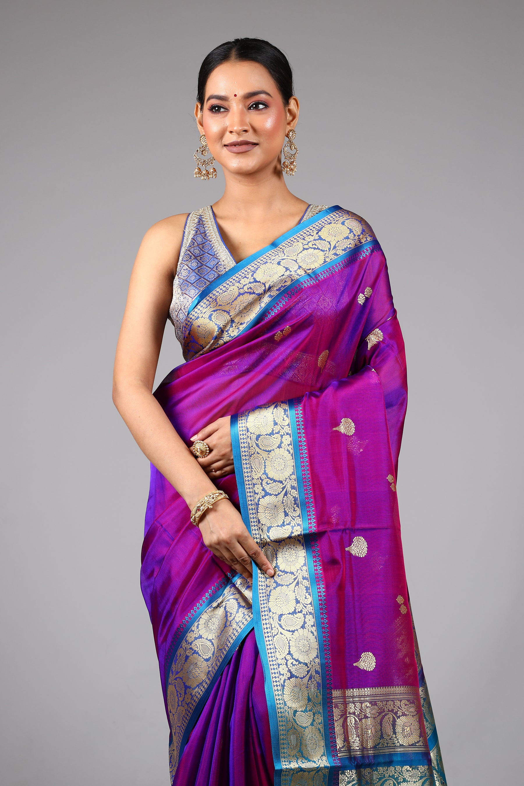 Magenta Blended Pattu Silk Saree