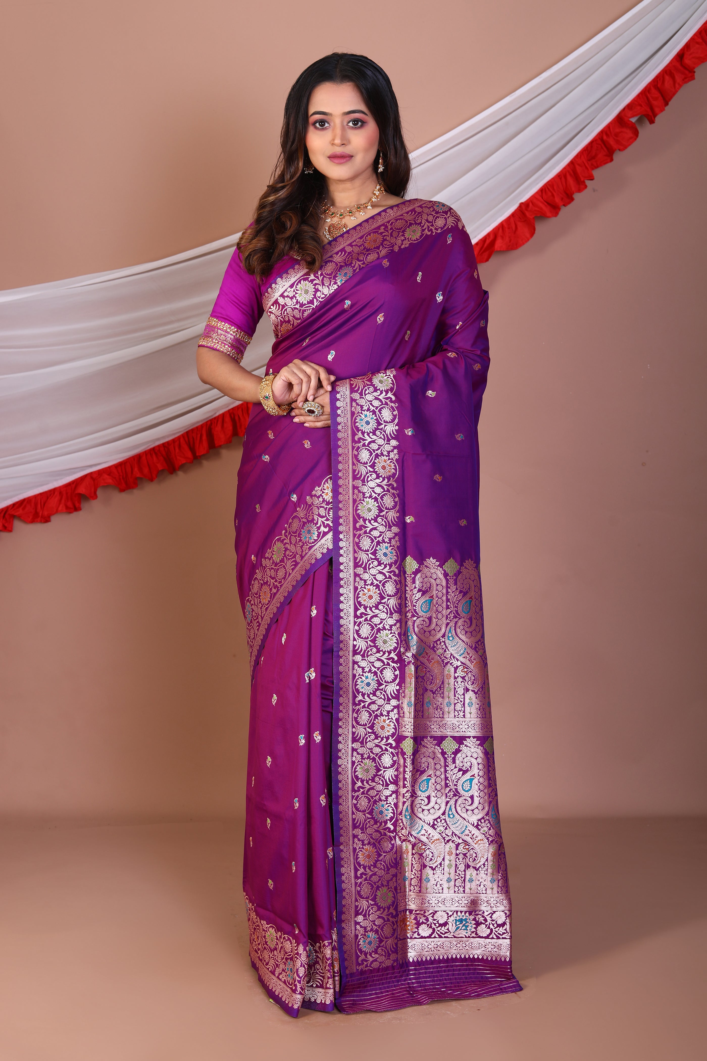 Purple Blended Mashru Silk Saree - Keya Seth Exclusive