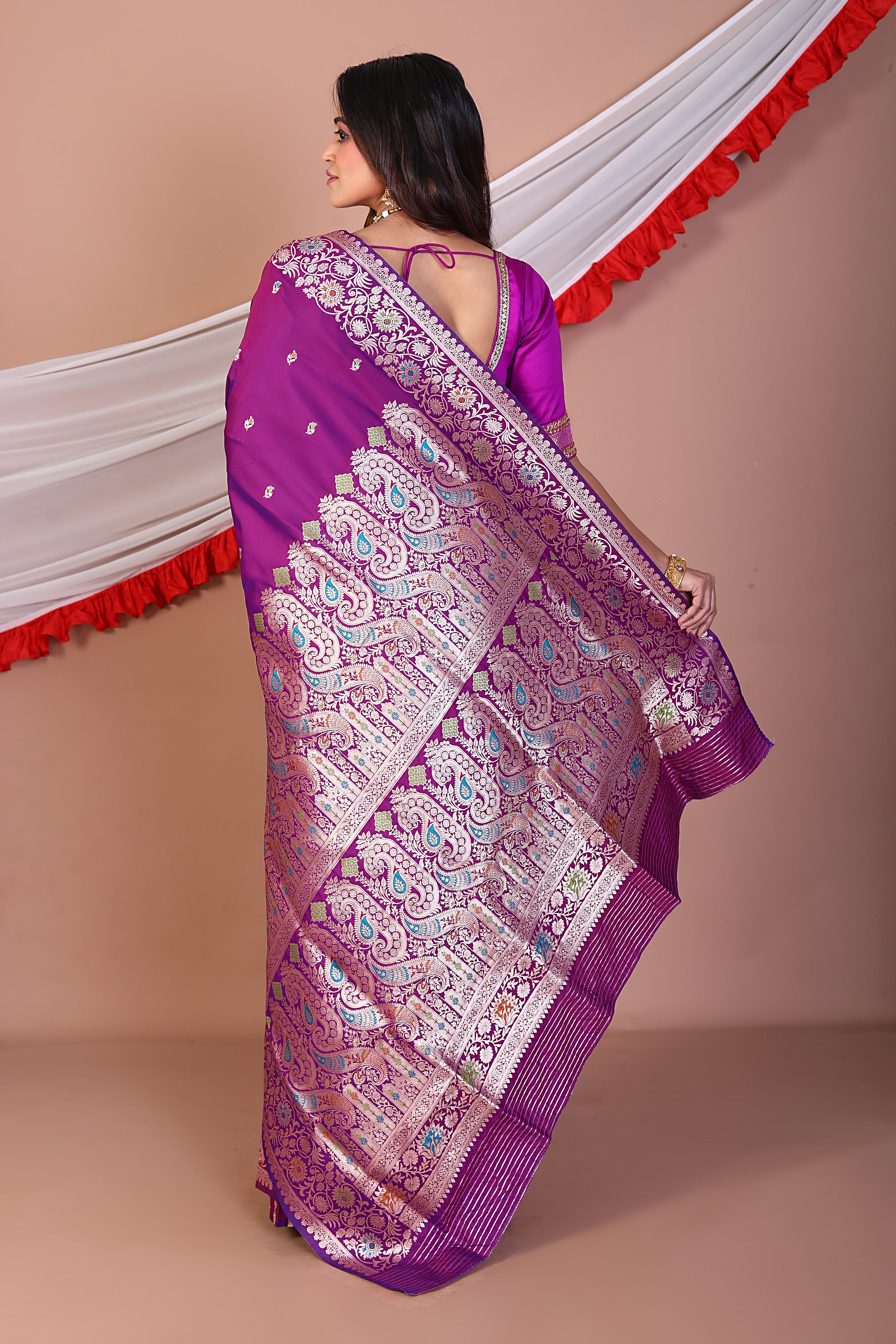 Purple Blended Mashru Silk Saree - Keya Seth Exclusive