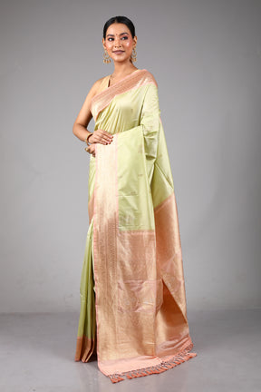 Light Green Blended Mashru Silk Saree