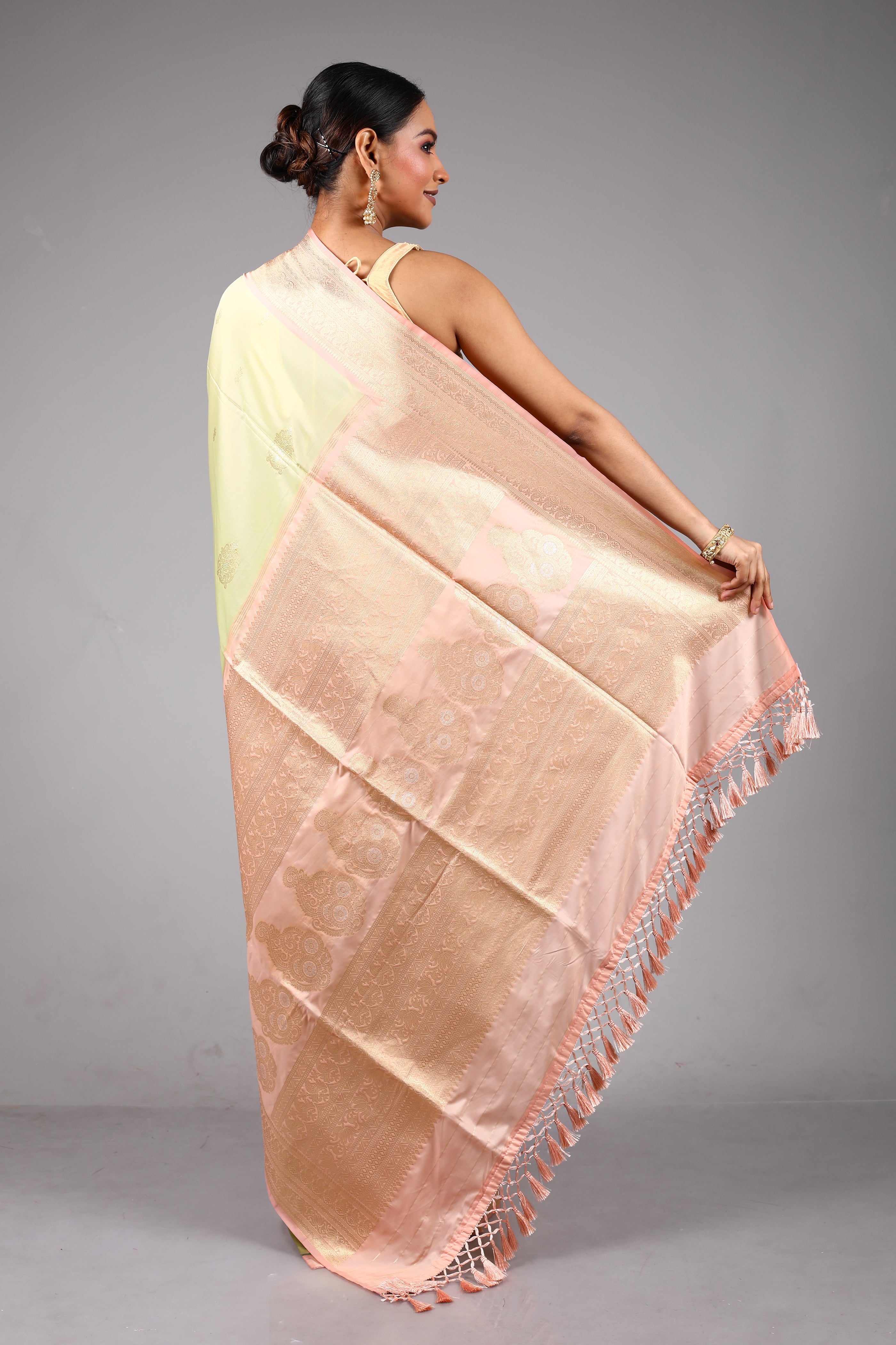 Light Green Blended Mashru Silk Saree