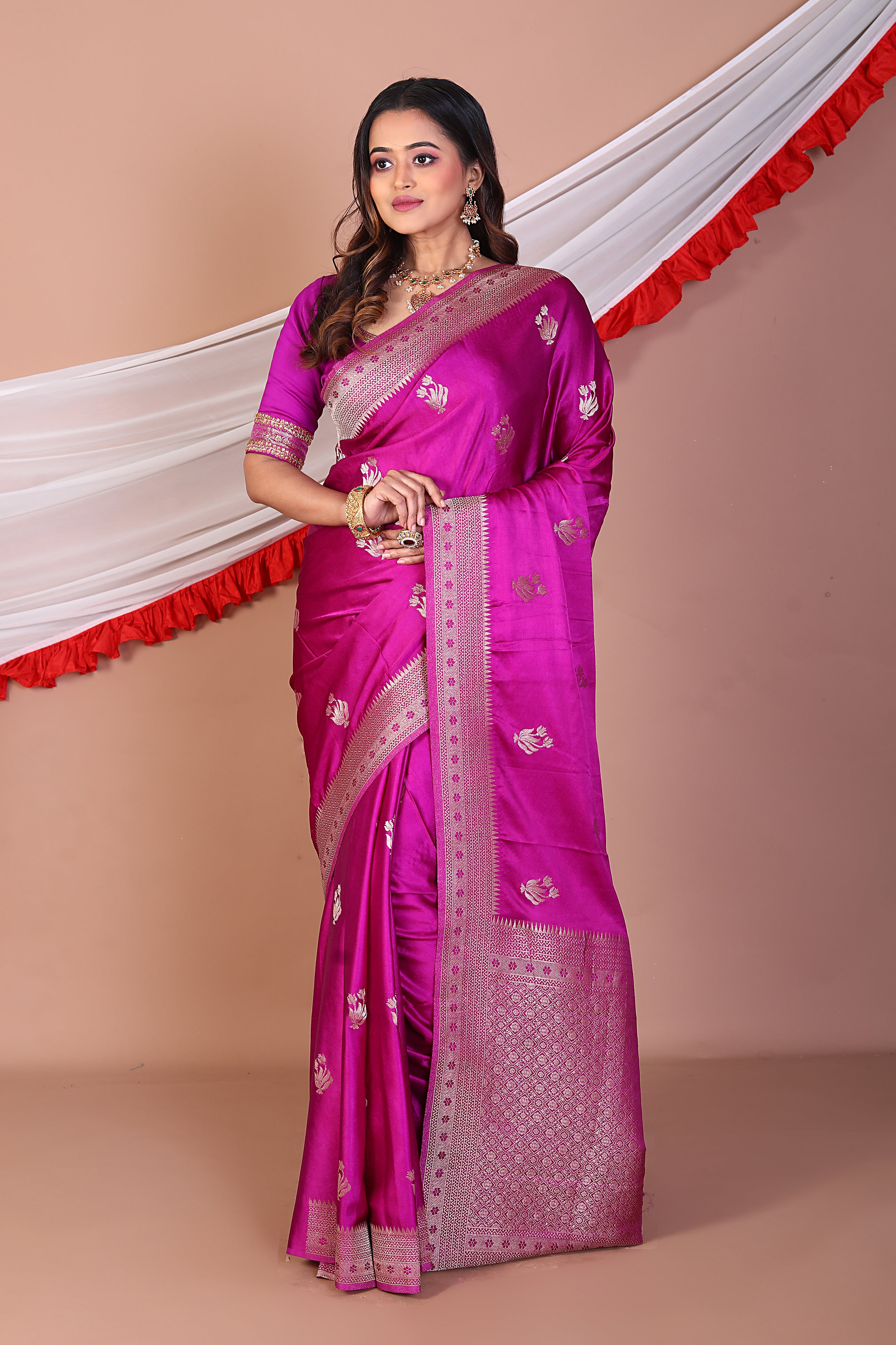 Magenta Blended Mashru Silk - Keya Seth Exclusive